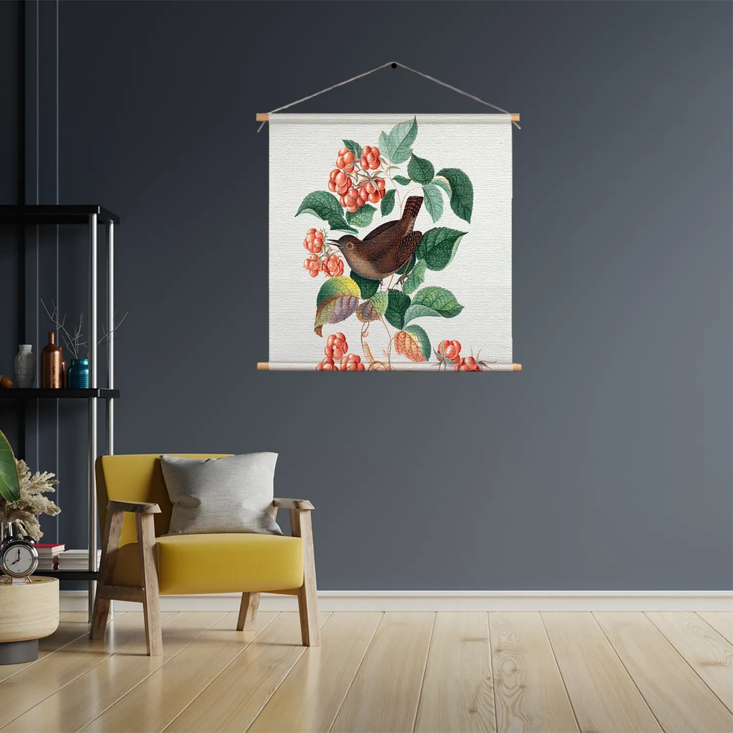 Textielposter Prent Natuur Vogel en Bloemen 08 Vierkant Template TP Vierkant Vintage 8 3