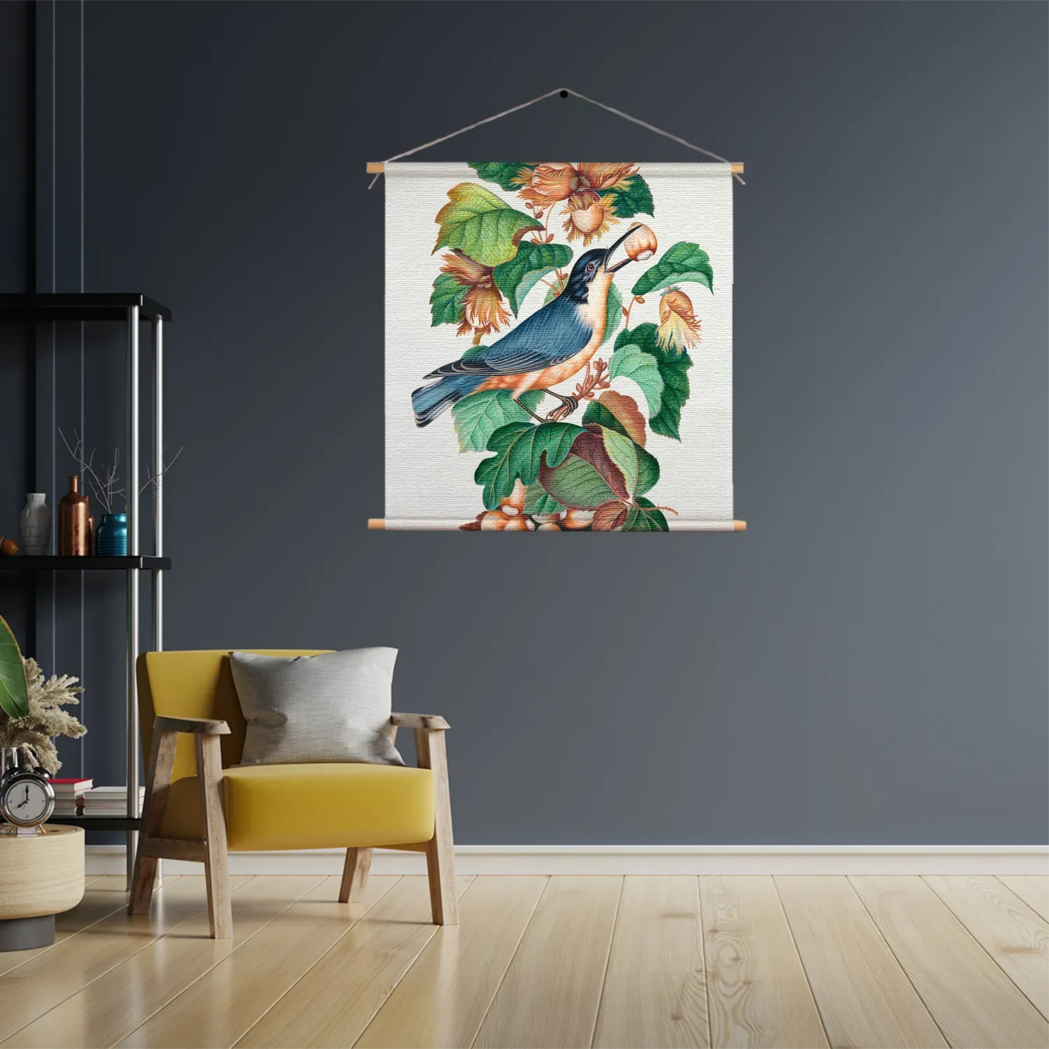 Textielposter Prent Natuur Vogel en Bloemen 09 Vierkant Template TP Vierkant Vintage 9 3