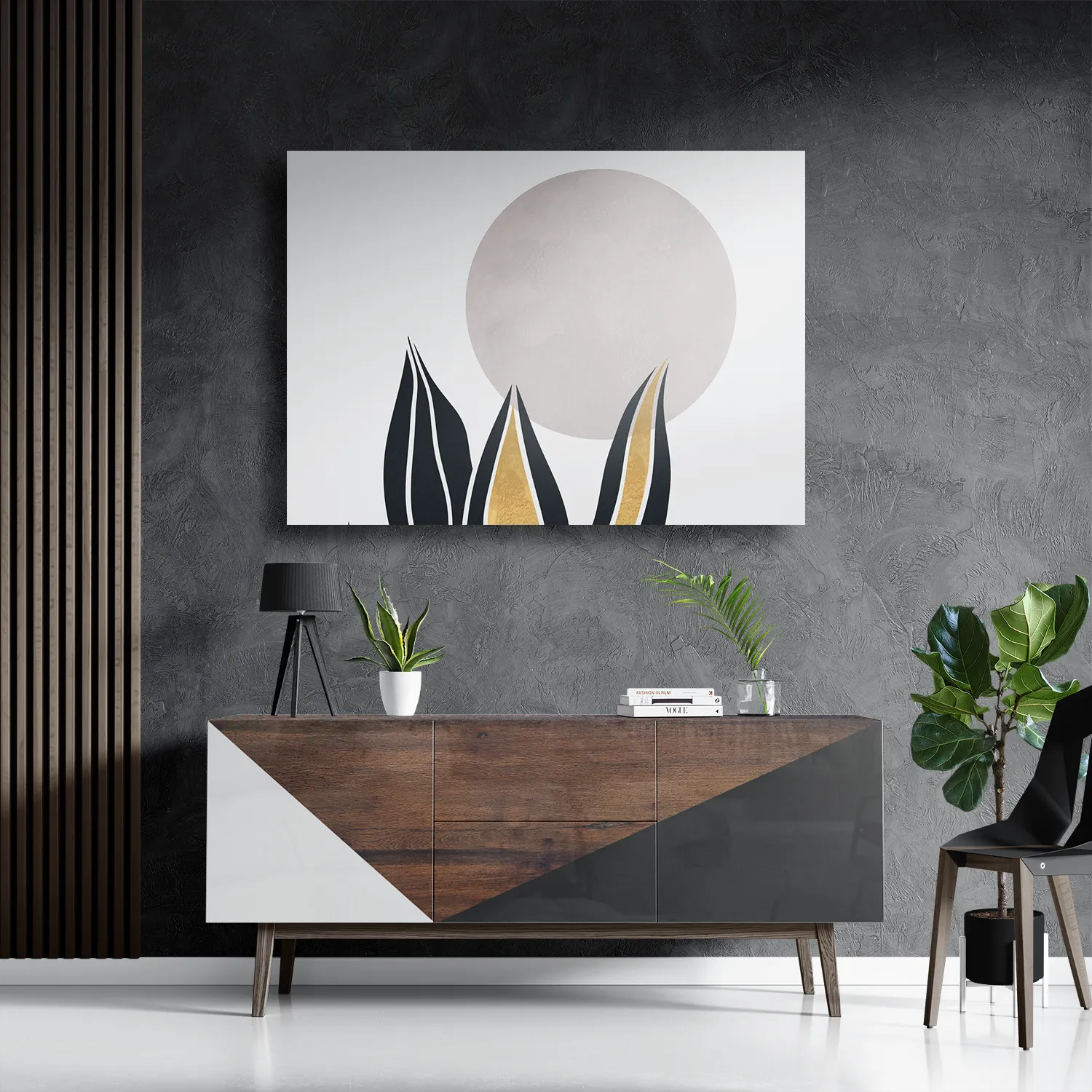 Schilderij Het gouden blad Rechthoek Horizontaal Template DB 50 70 Horizontaal Abstract 04 3