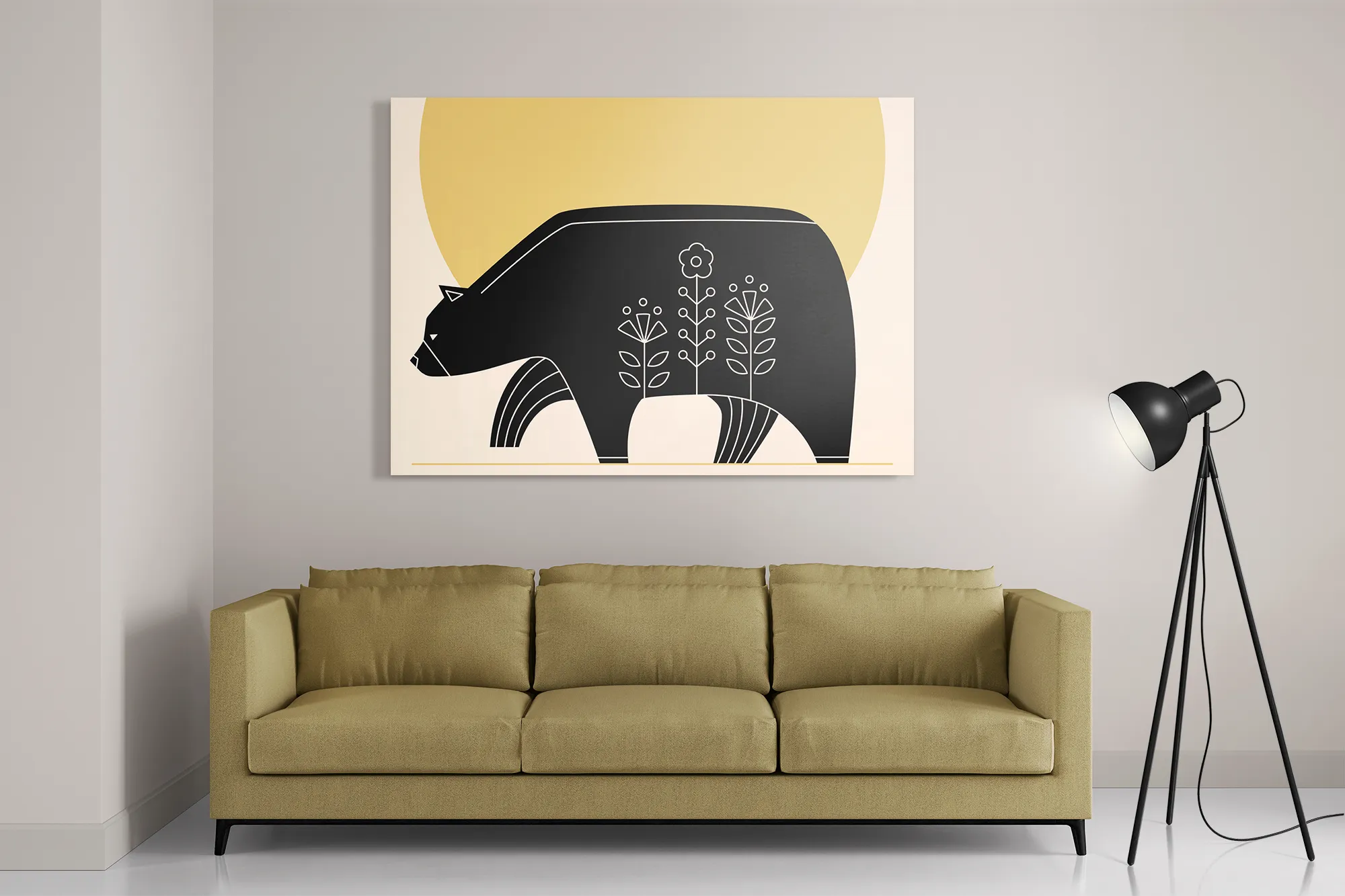 Schilderij Abstact beer met zonsondergang Rechthoek Horizontaal Template DB 50 70 Horizontaal Abstract 07 2