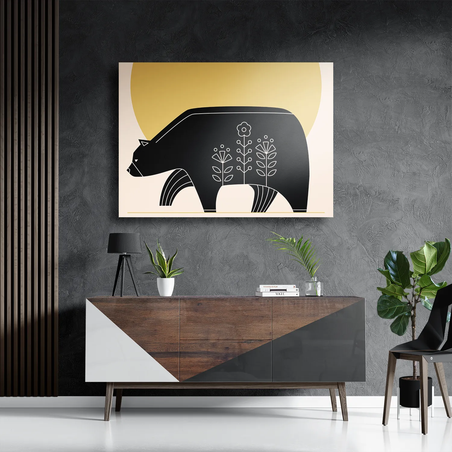 Schilderij Abstact beer met zonsondergang Rechthoek Horizontaal Template DB 50 70 Horizontaal Abstract 07 3