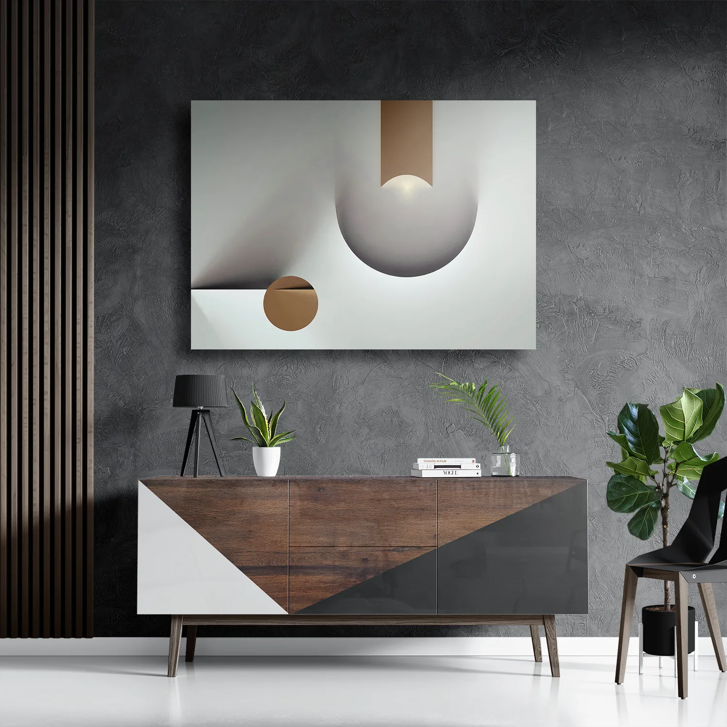 Schilderij Scandinavisch Wit met Goudkleurig Element 03 Rechthoek Horizontaal Template DB 50 70 Horizontaal Abstract 101 3