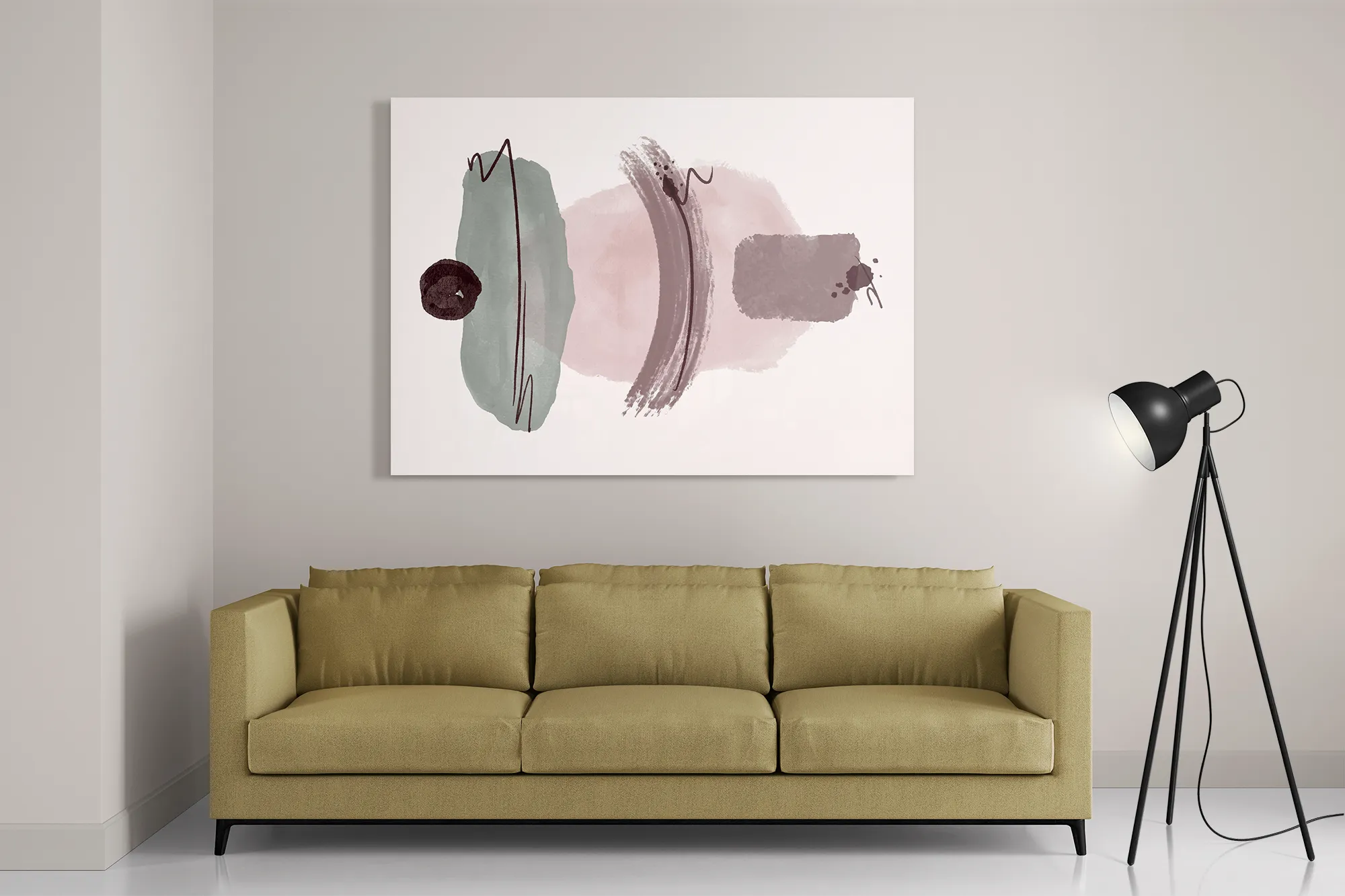 Template_DB_50-70_Horizontaal_Abstract_109-2 Schilderij Scandinavisch Roze en Groen Tinten Rechthoek Horizontaal Template DB 50 70 Horizontaal Abstract 109 2