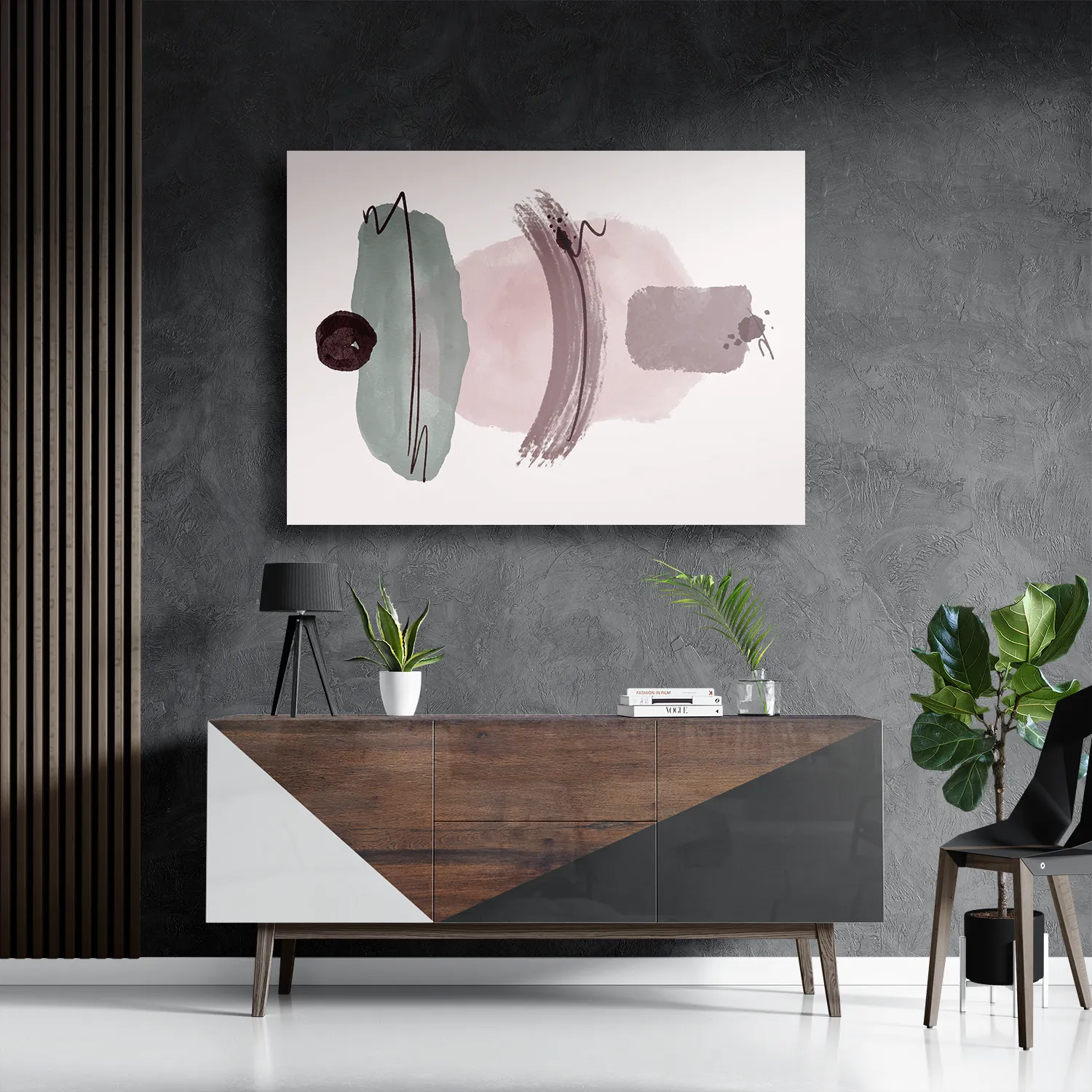 Template_DB_50-70_Horizontaal_Abstract_109-3 Schilderij Scandinavisch Roze en Groen Tinten Rechthoek Horizontaal Template DB 50 70 Horizontaal Abstract 109 3