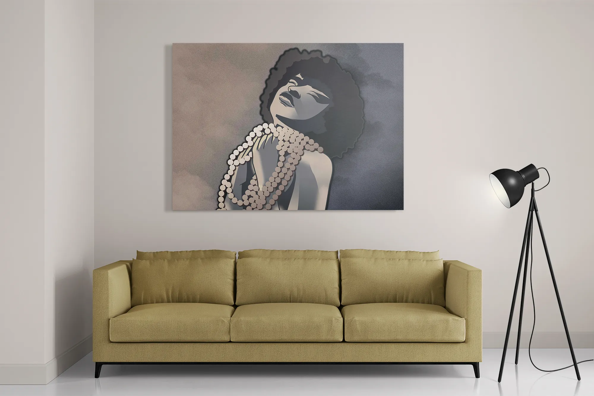 Schilderij Afrikaanse Vrouw met Parelketting Kunst Rechthoek Horizontaal Template DB 50 70 Horizontaal Abstract 119 2