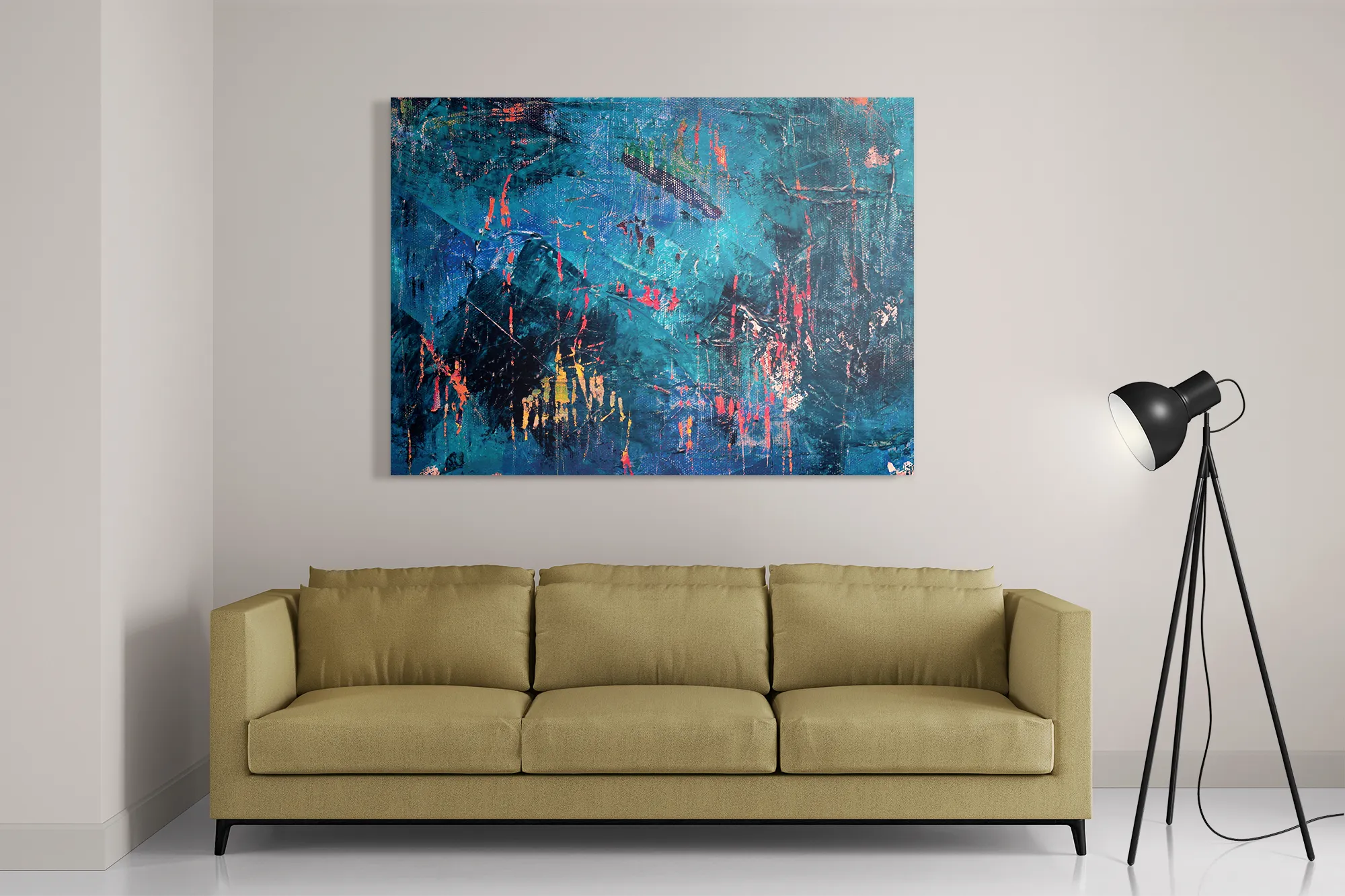 Schilderij Het blauwe schilderwerk Rechthoek Horizontaal Template DB 50 70 Horizontaal Abstract 15 2