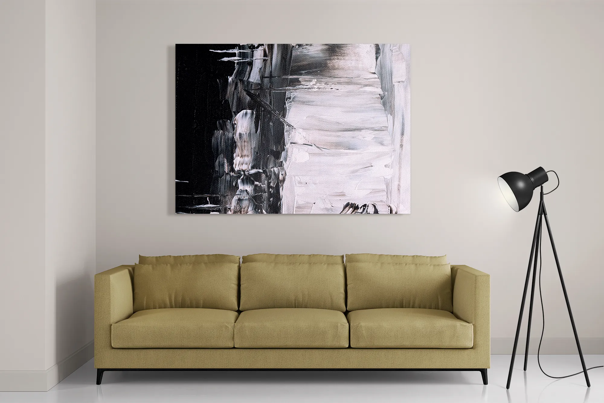 Schilderij Zwart wit schilderwerk Rechthoek Horizontaal Template DB 50 70 Horizontaal Abstract 17 2