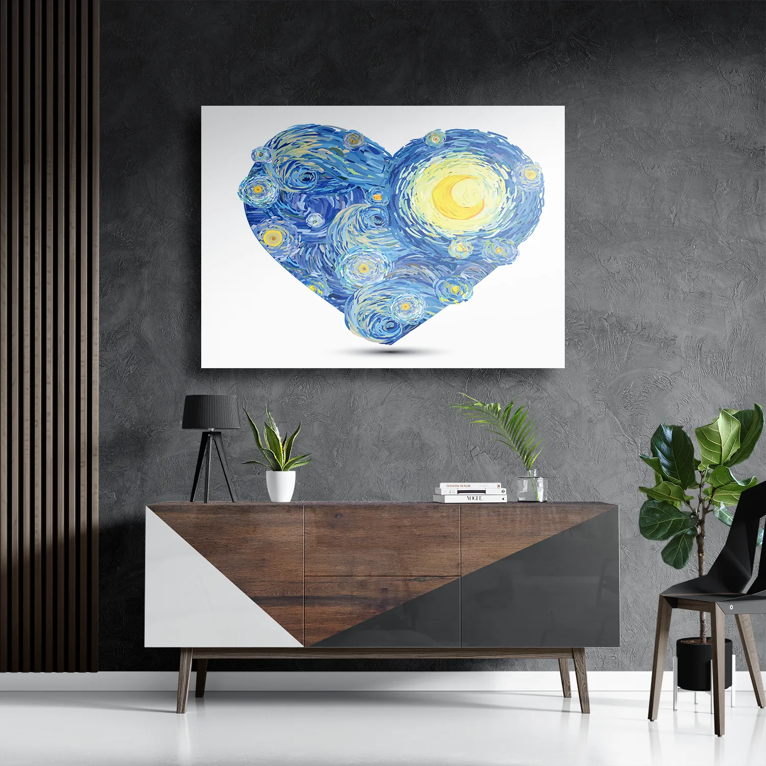 Schilderij Kwaststrepen Hartvorm Rechthoek Horizontaal Template DB 50 70 Horizontaal Abstract 23 3