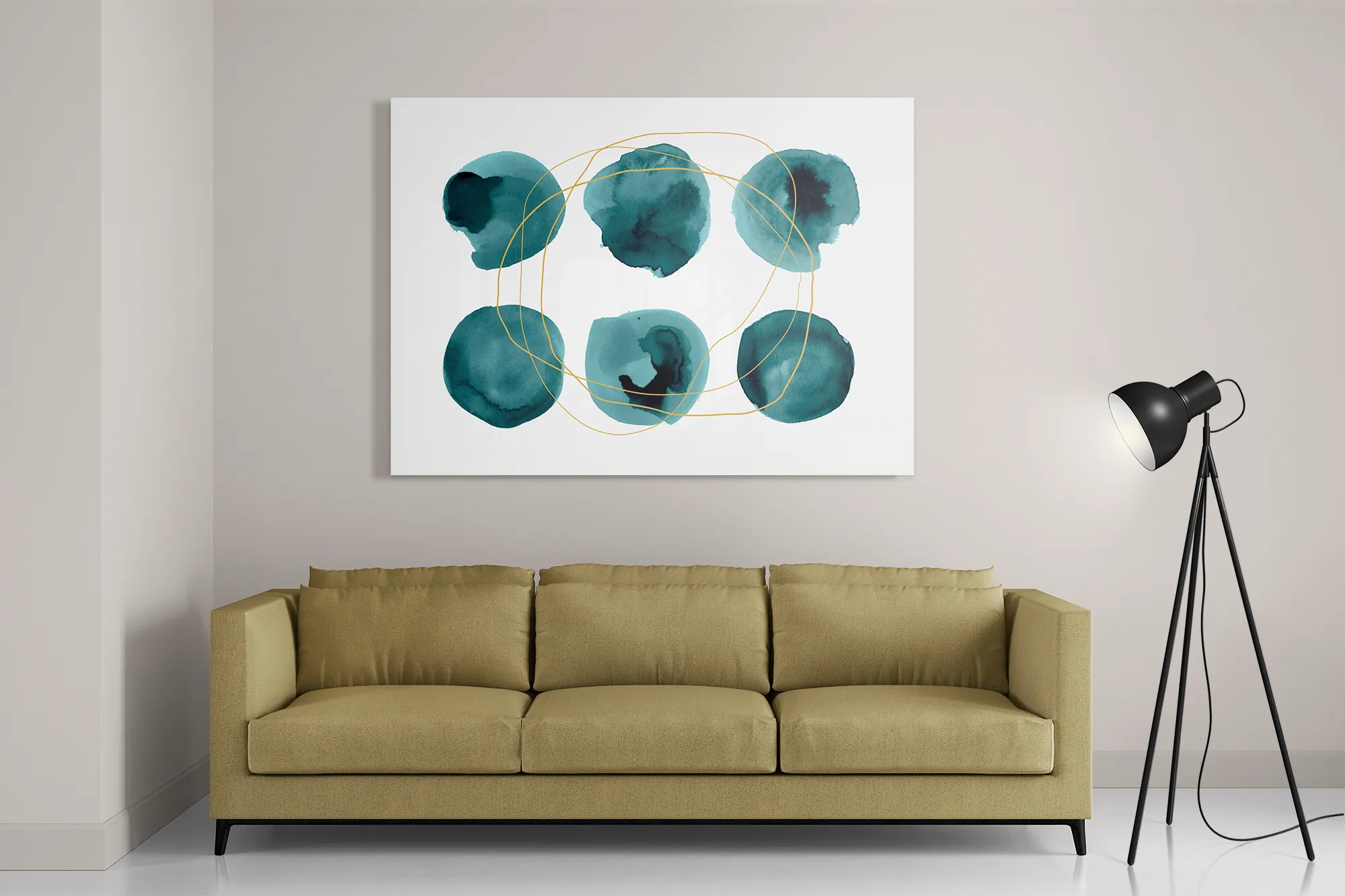 Schilderij Scandinavisch Rond Patroon Groen Rechthoek Horizontaal Template DB 50 70 Horizontaal Abstract 29 2