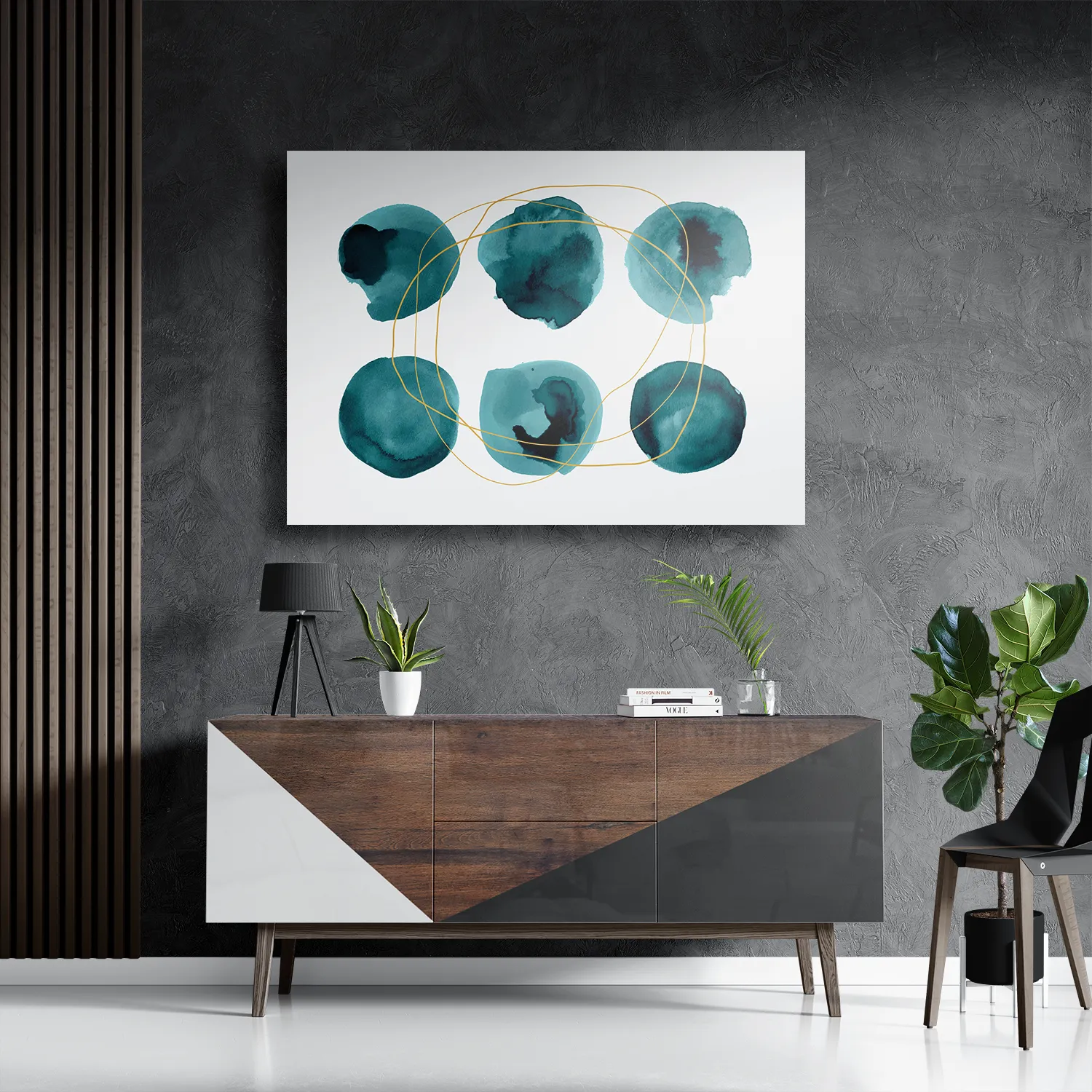 Schilderij Scandinavisch Rond Patroon Groen Rechthoek Horizontaal Template DB 50 70 Horizontaal Abstract 29 3