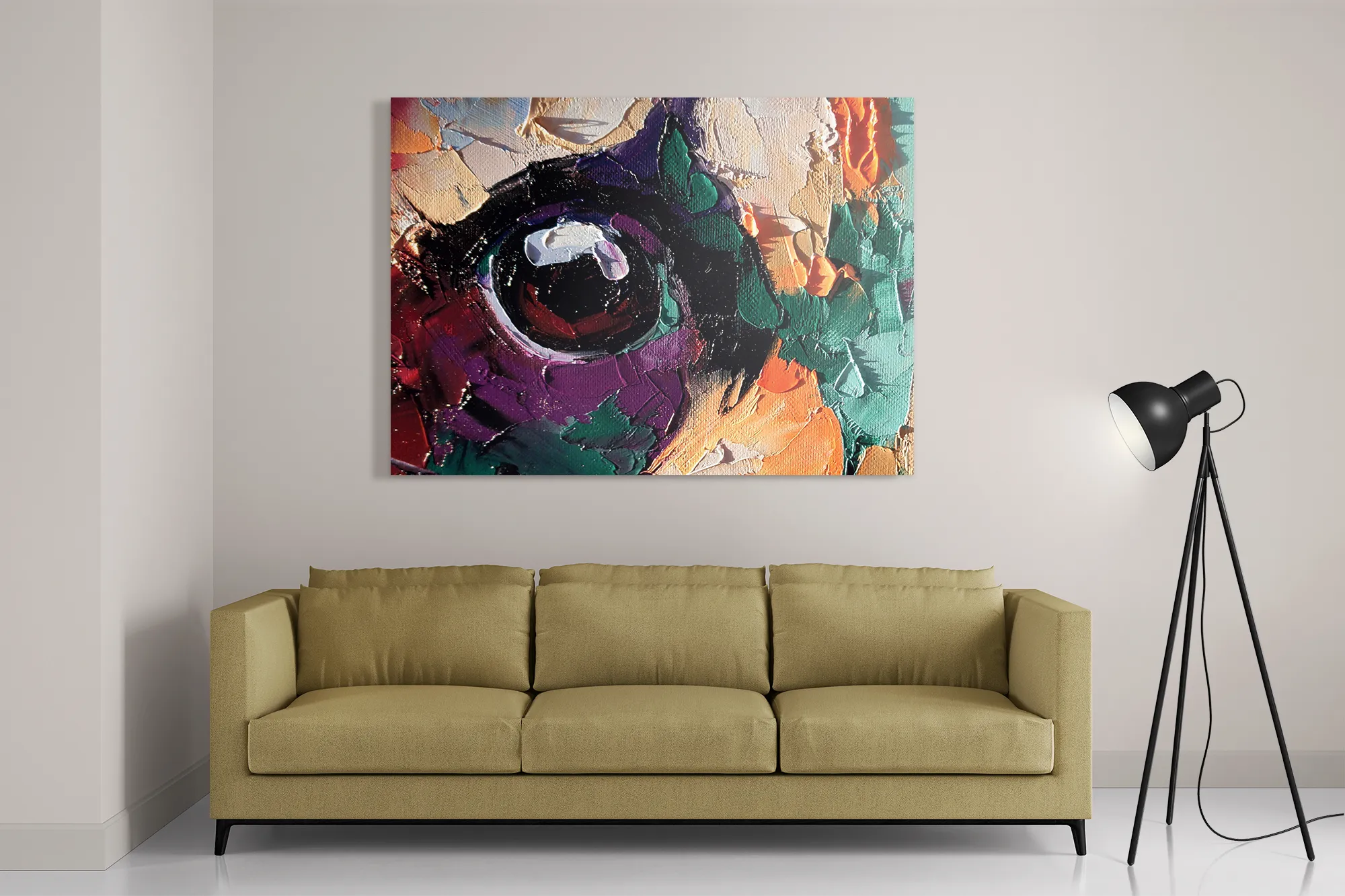 Schilderij Geschilderde Dierenkop in Kleur Rechthoek Horizontaal Template DB 50 70 Horizontaal Abstract 42 2