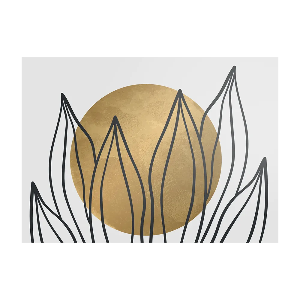 Schilderij Scandinavisch Design Plant met Goud Element 01 Rechthoek Horizontaal Template DB 50 70 Horizontaal Abstract 72 1