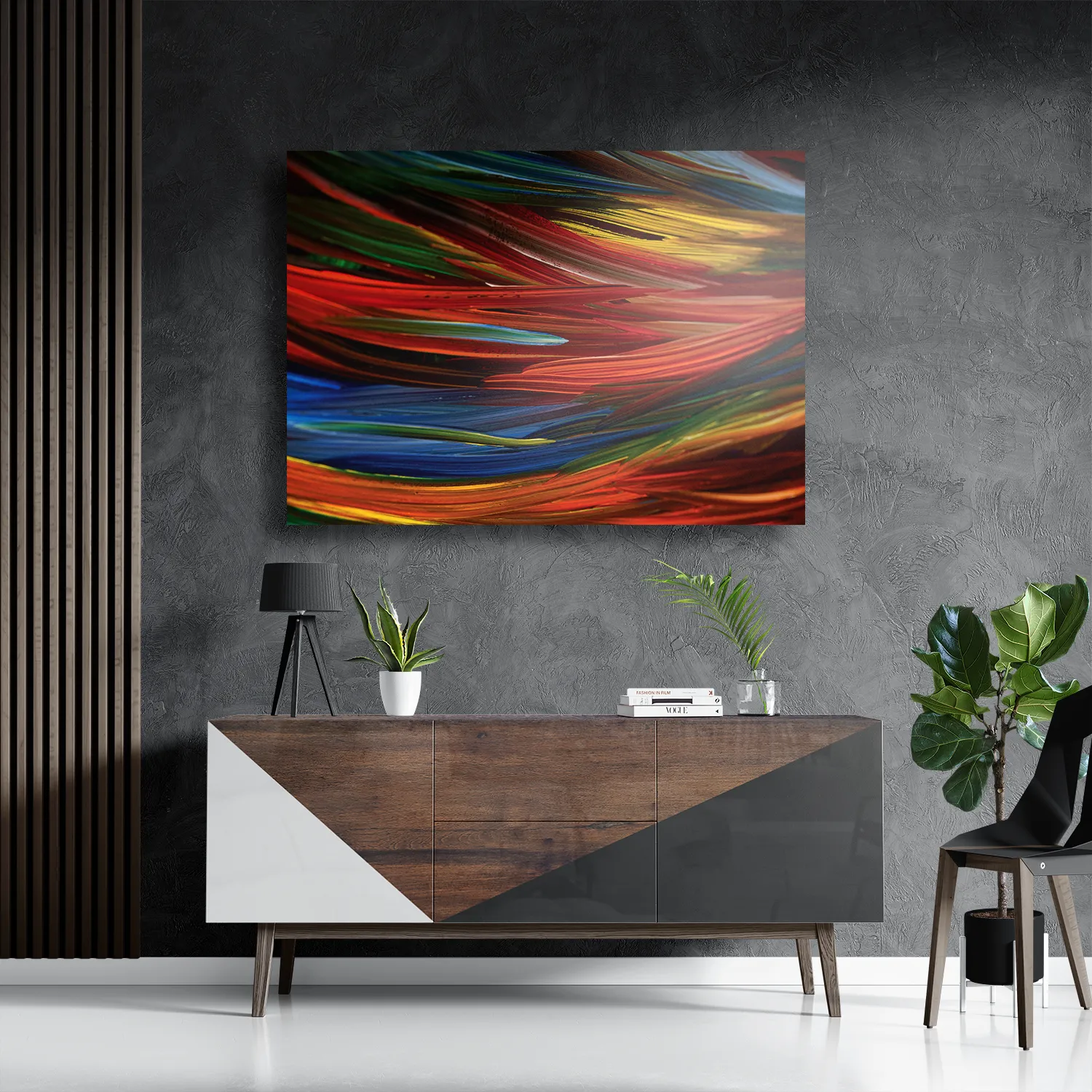 Schilderij Geschilderde Strepen Kleurrijk Rechthoek Horizontaal Template DB 50 70 Horizontaal Abstract 75 3