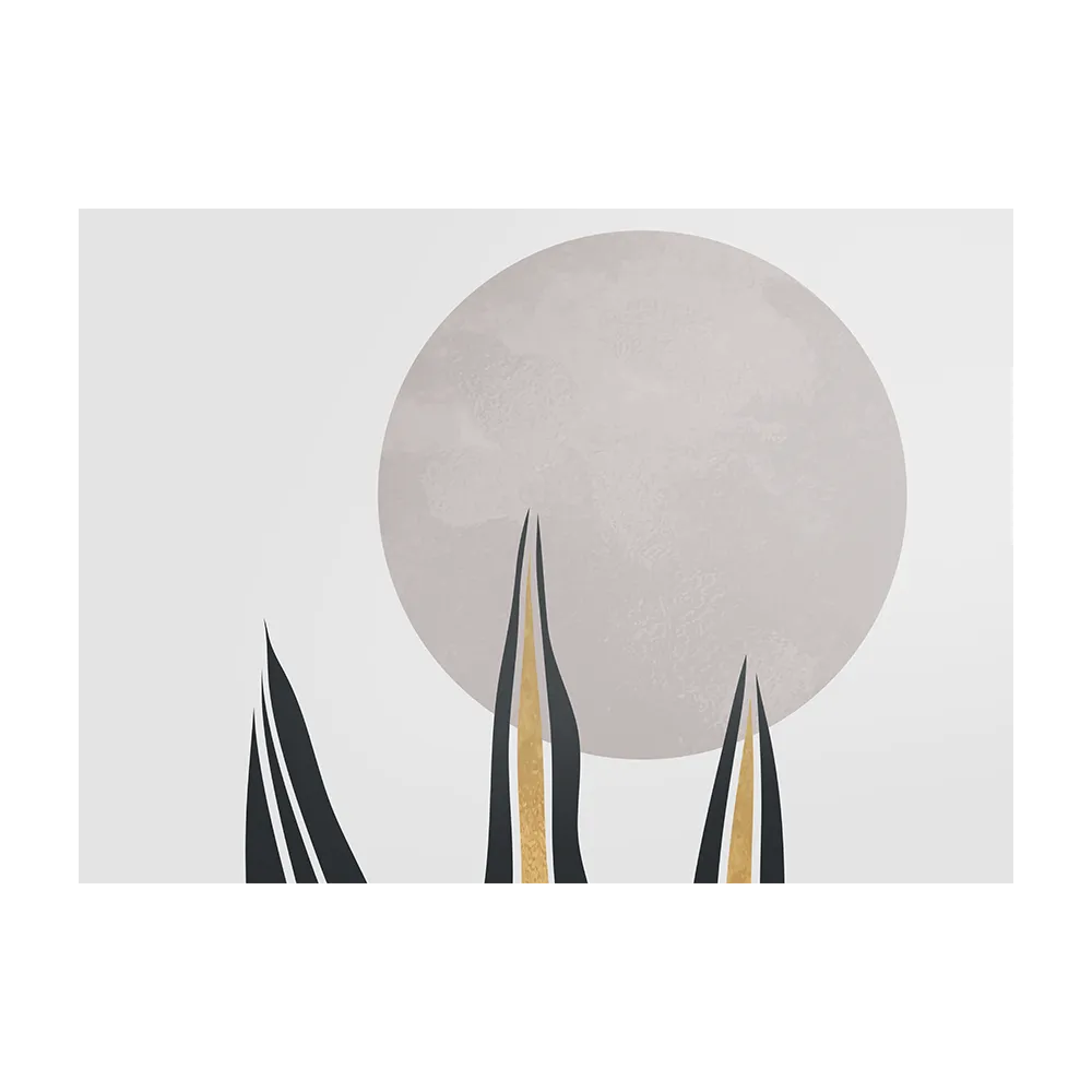 Schilderij Blad met Goud en Zilvere Elementen Rechthoek Horizontaal Template DB 50 70 Horizontaal Abstract 78 1