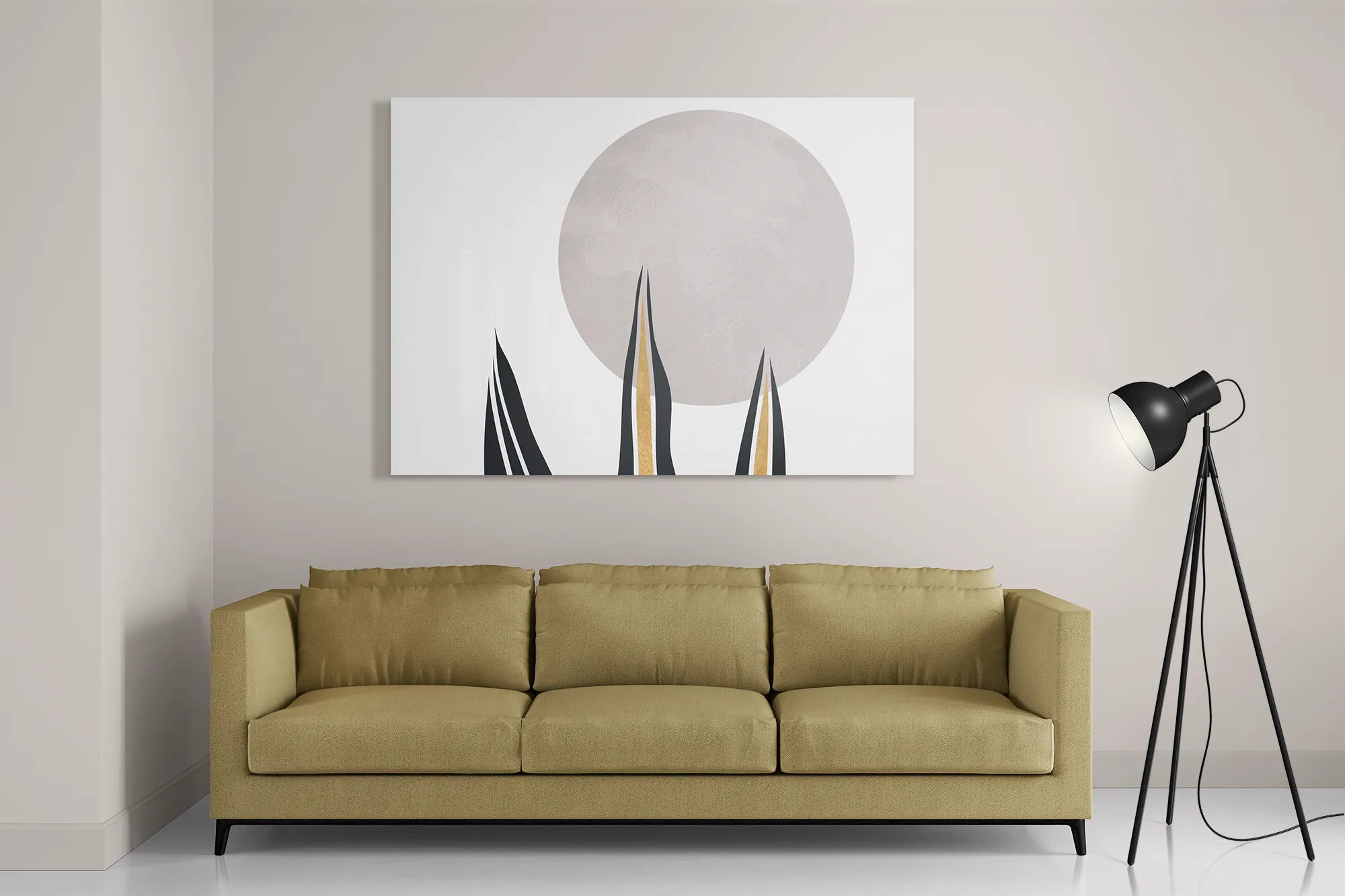 Schilderij Blad met Goud en Zilvere Elementen Rechthoek Horizontaal Template DB 50 70 Horizontaal Abstract 78 2