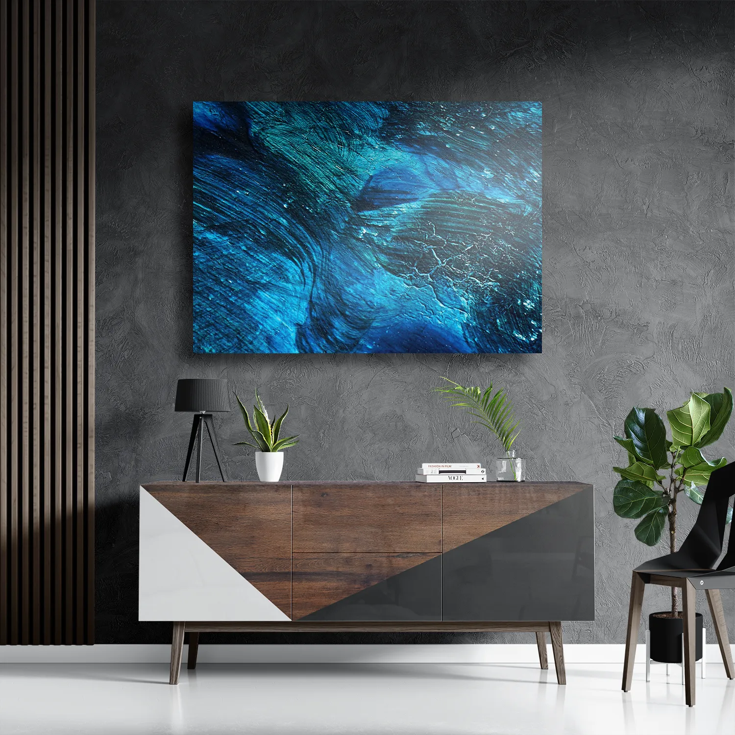 Schilderij Abstrat Blauw Rechthoek Horizontaal Template DB 50 70 Horizontaal Abstract 84 3