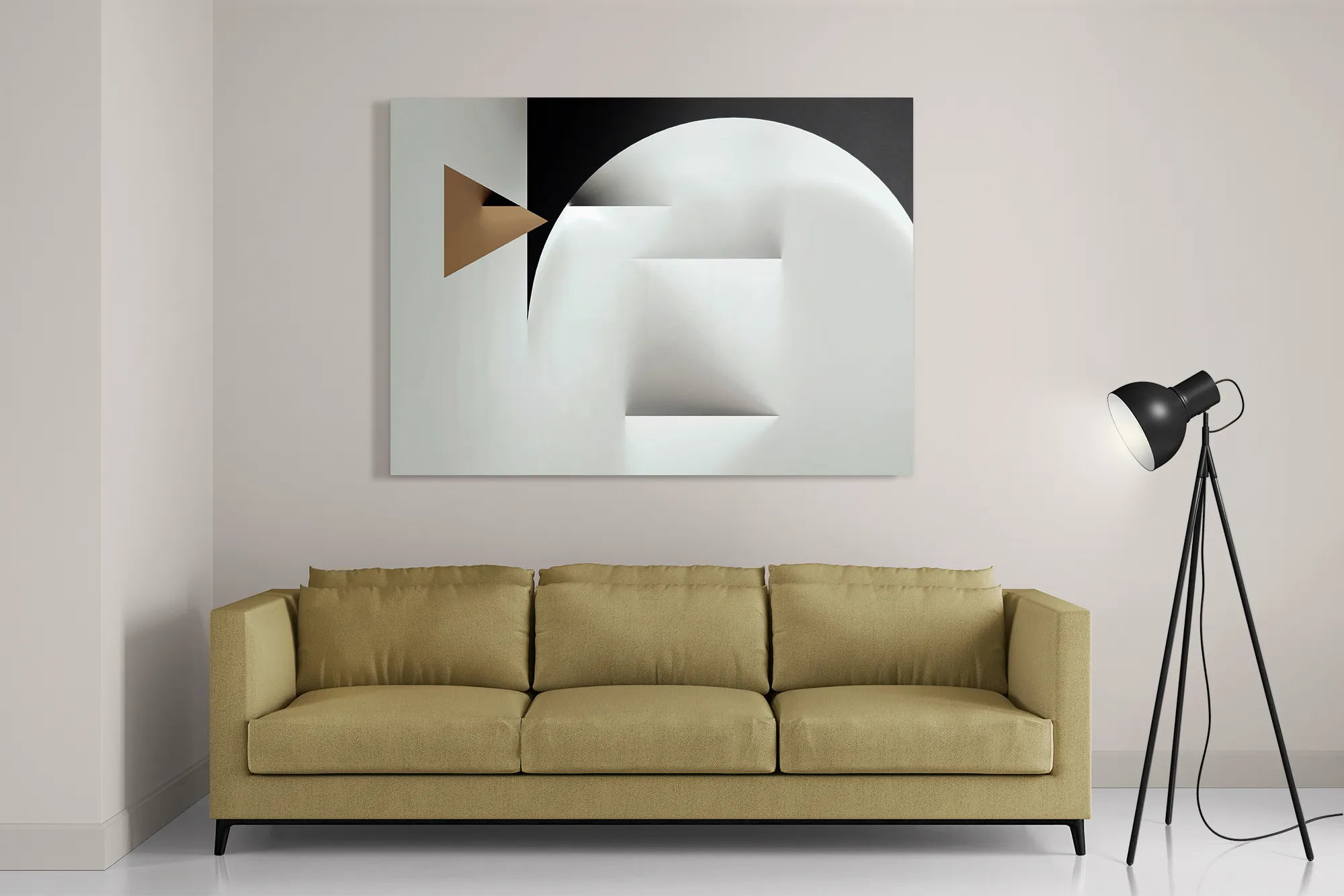 Schilderij Scandinavisch Wit met Goudkleurig Element 02 Rechthoek Horizontaal Template DB 50 70 Horizontaal Abstract 91 2