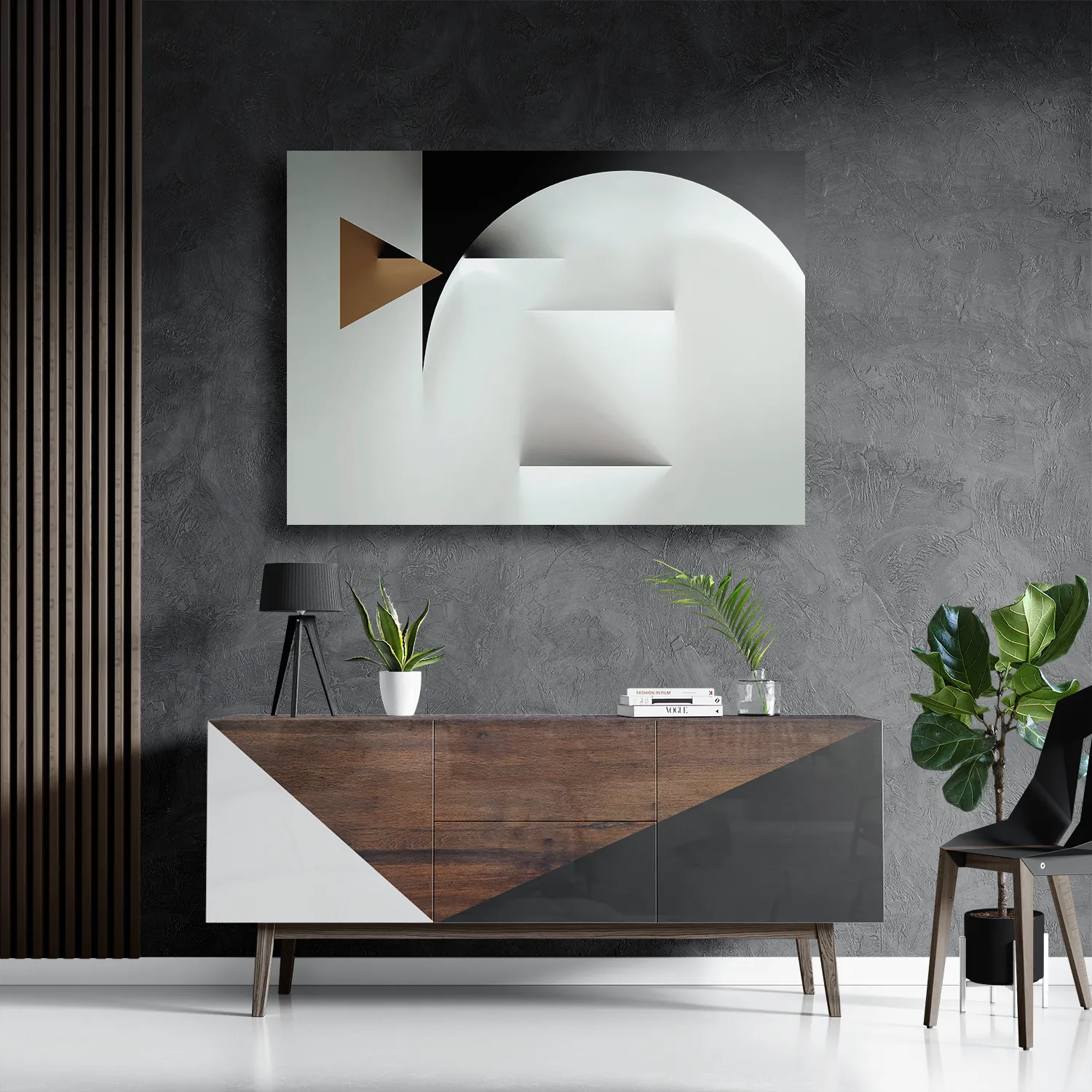 Schilderij Scandinavisch Wit met Goudkleurig Element 02 Rechthoek Horizontaal Template DB 50 70 Horizontaal Abstract 91 3