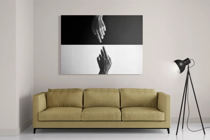 Schilderij De aanraking Black and White Rechthoek Horizontaal Template DB 50 70 Horizontaal Beauty 10 2