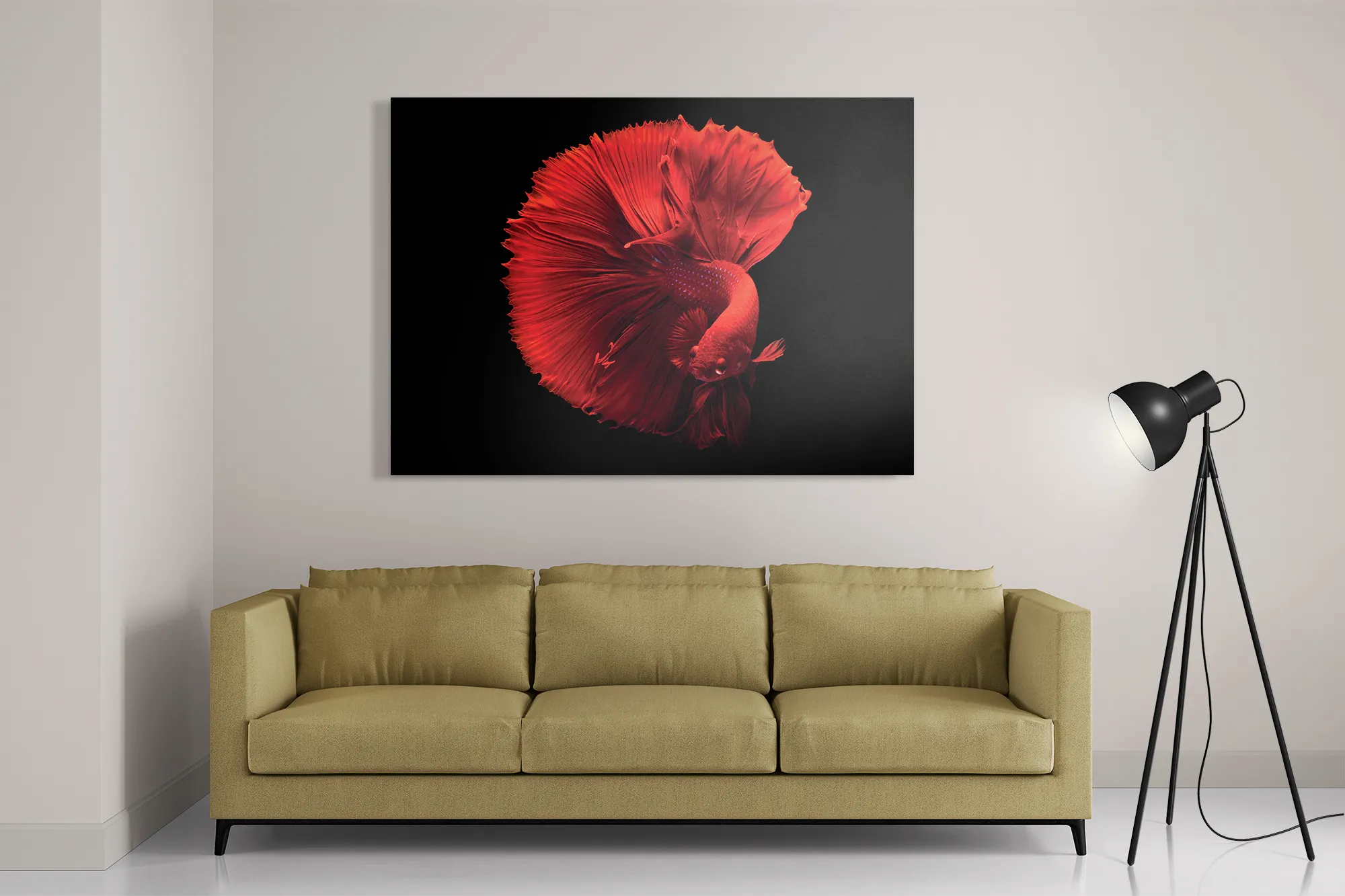 Schilderij Red Dragon Siamese Fighting Fish Rechthoek Horizontaal Template DB 50 70 Horizontaal Dieren 32 2