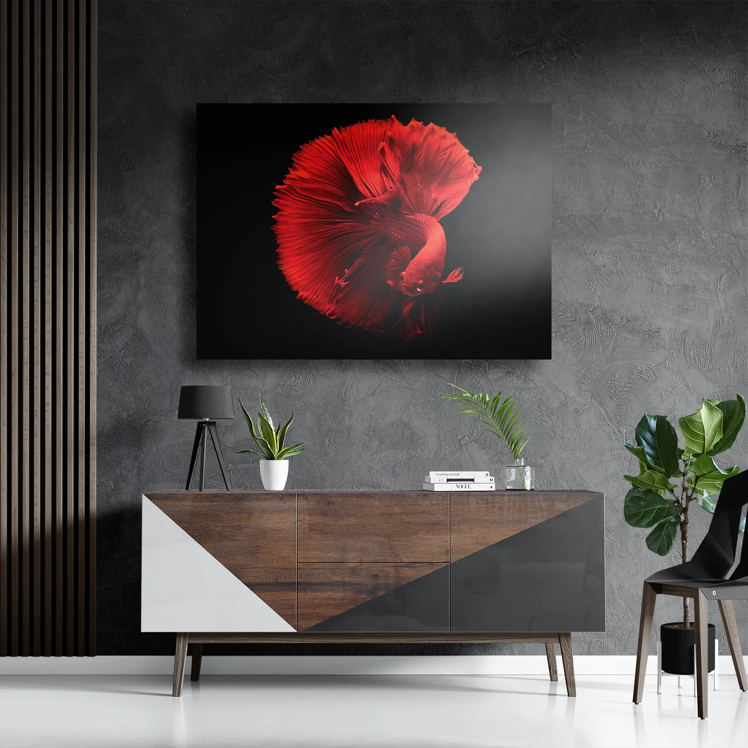 Schilderij Red Dragon Siamese Fighting Fish Rechthoek Horizontaal Template DB 50 70 Horizontaal Dieren 32 3