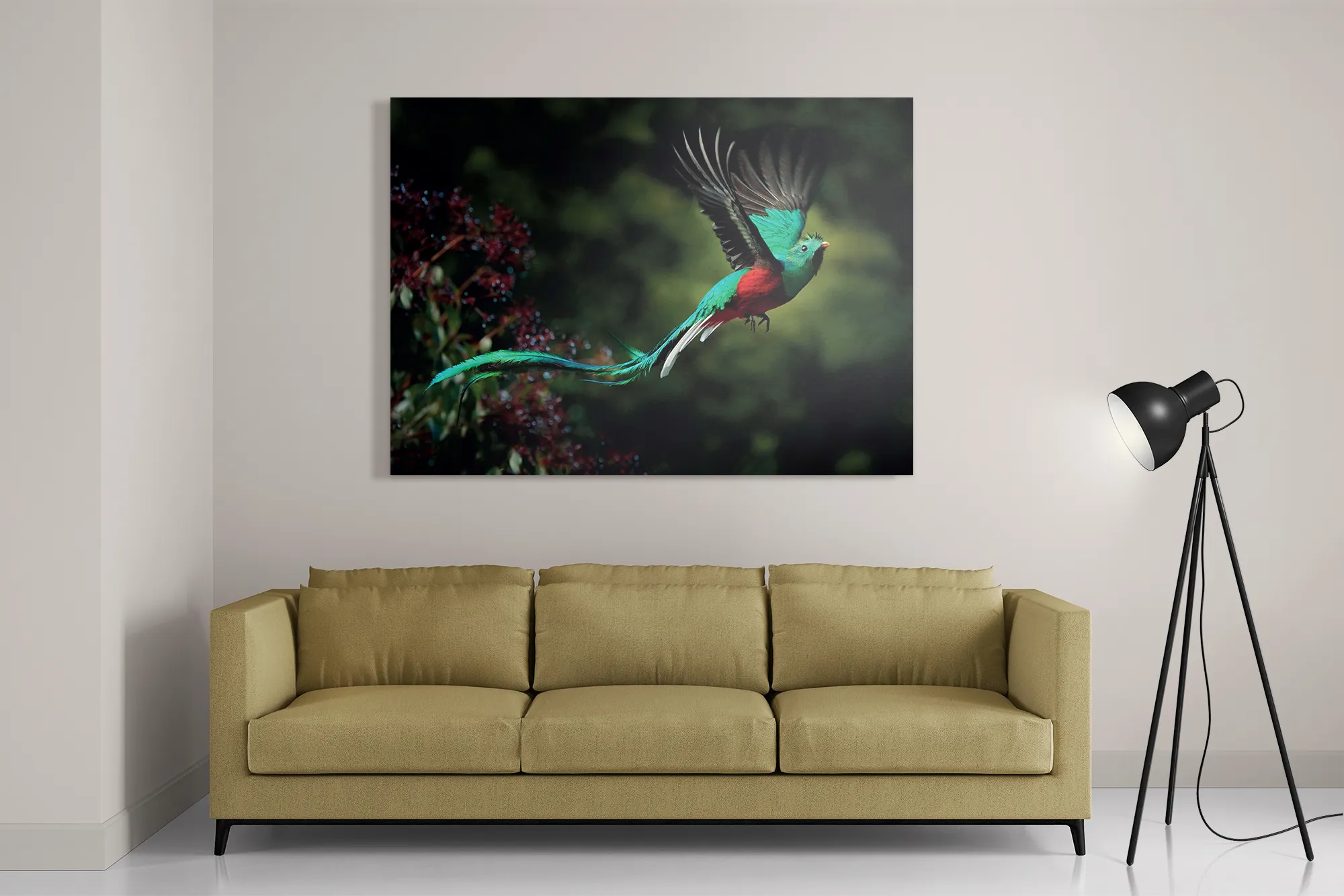 Schilderij Schitterende Vliegende Quetzal Vogel Rechthoek Horizontaal Template DB 50 70 Horizontaal Dieren 34 2
