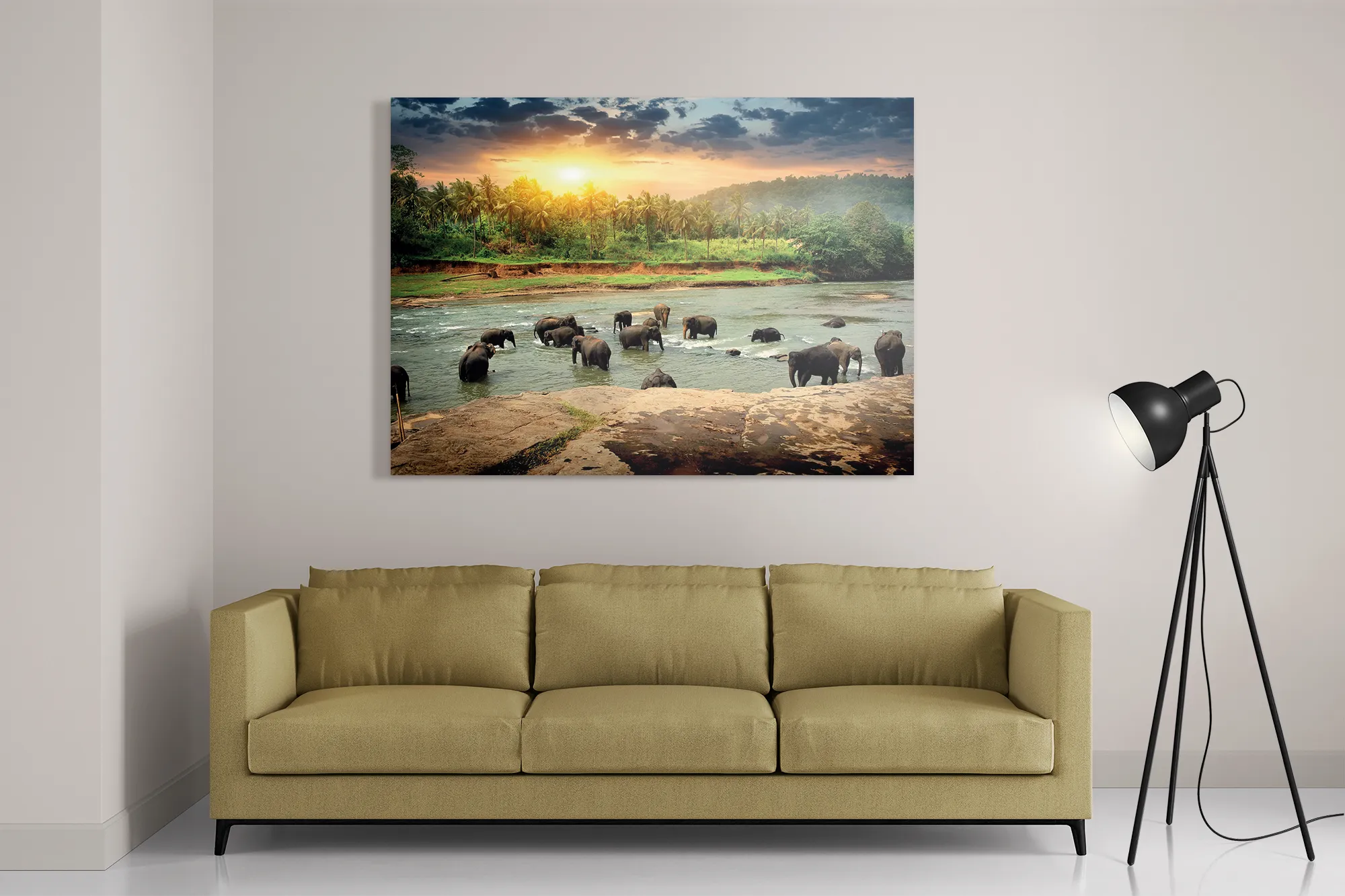 Schilderij De Rivier Olifanten Rechthoek Horizontaal Template DB 50 70 Horizontaal Dieren 39 2