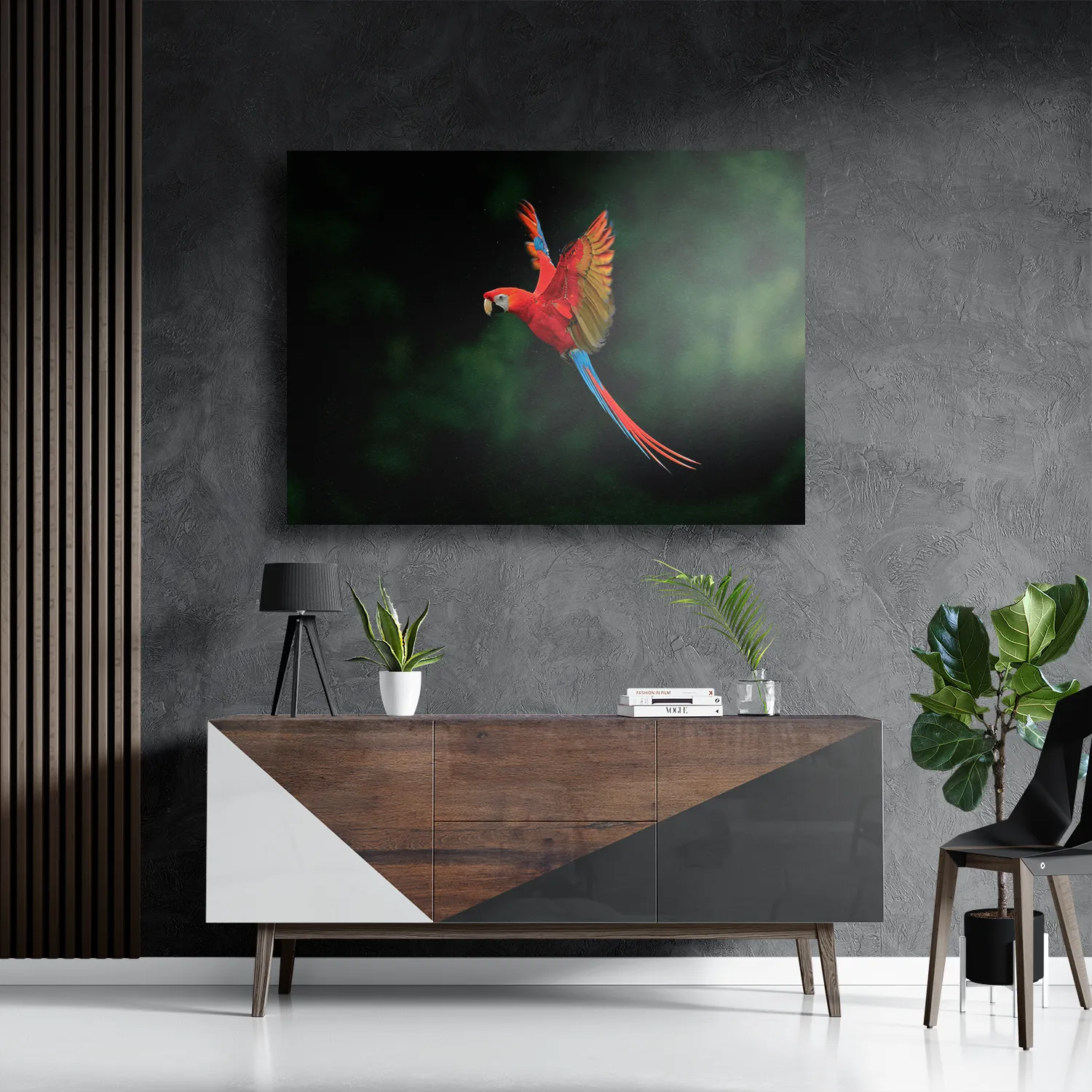 Schilderij Vliegende Ara Vogel Rechthoek Horizontaal Template DB 50 70 Horizontaal Dieren 40 3