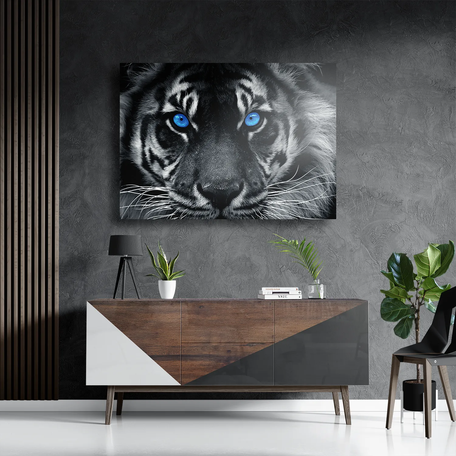 Schilderij Lion With Blue Eyes Rechthoek Horizontaal Template DB 50 70 Horizontaal Dieren 42 3