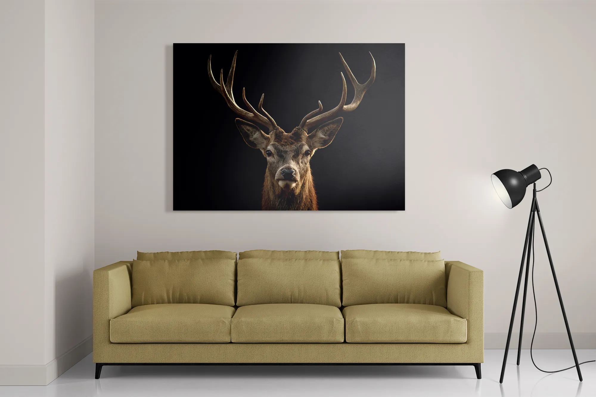 Schilderij Edelhert Met Zwarte Achtergrond Rechthoek Horizontaal Template DB 50 70 Horizontaal Dieren 54 2