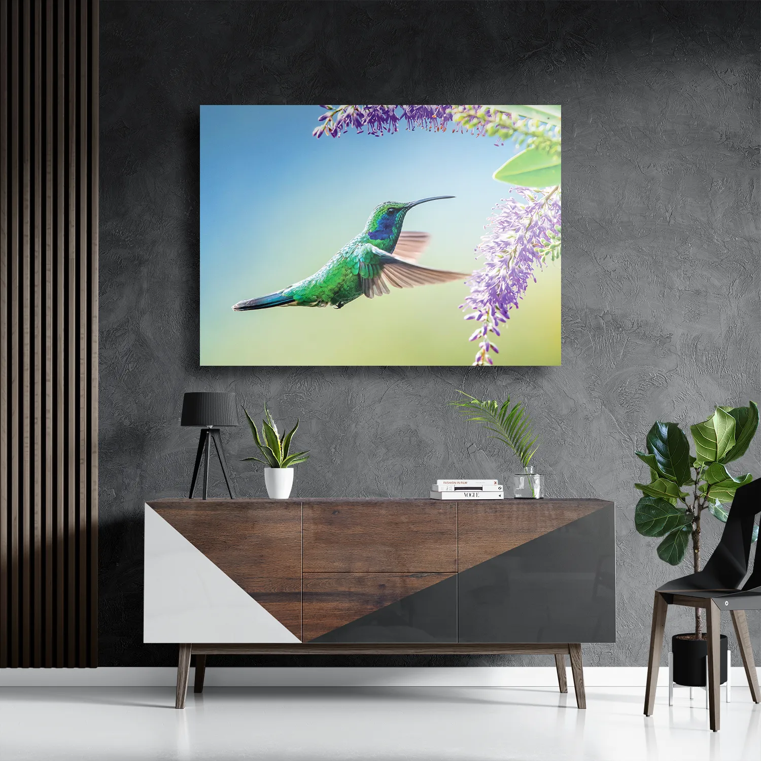 Schilderij Colibri Onderweg Naar Lavendel Rechthoek Horizontaal Template DB 50 70 Horizontaal Dieren 66 3