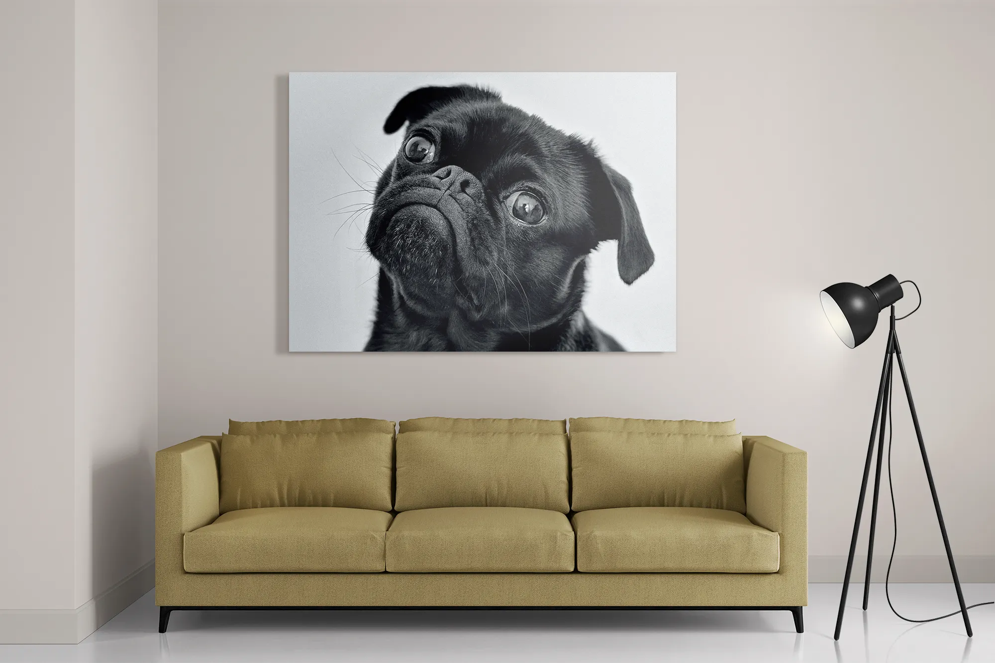 Schilderij Mopshond Zwart Rechthoek Horizontaal Template DB 50 70 Horizontaal Dieren 7 2