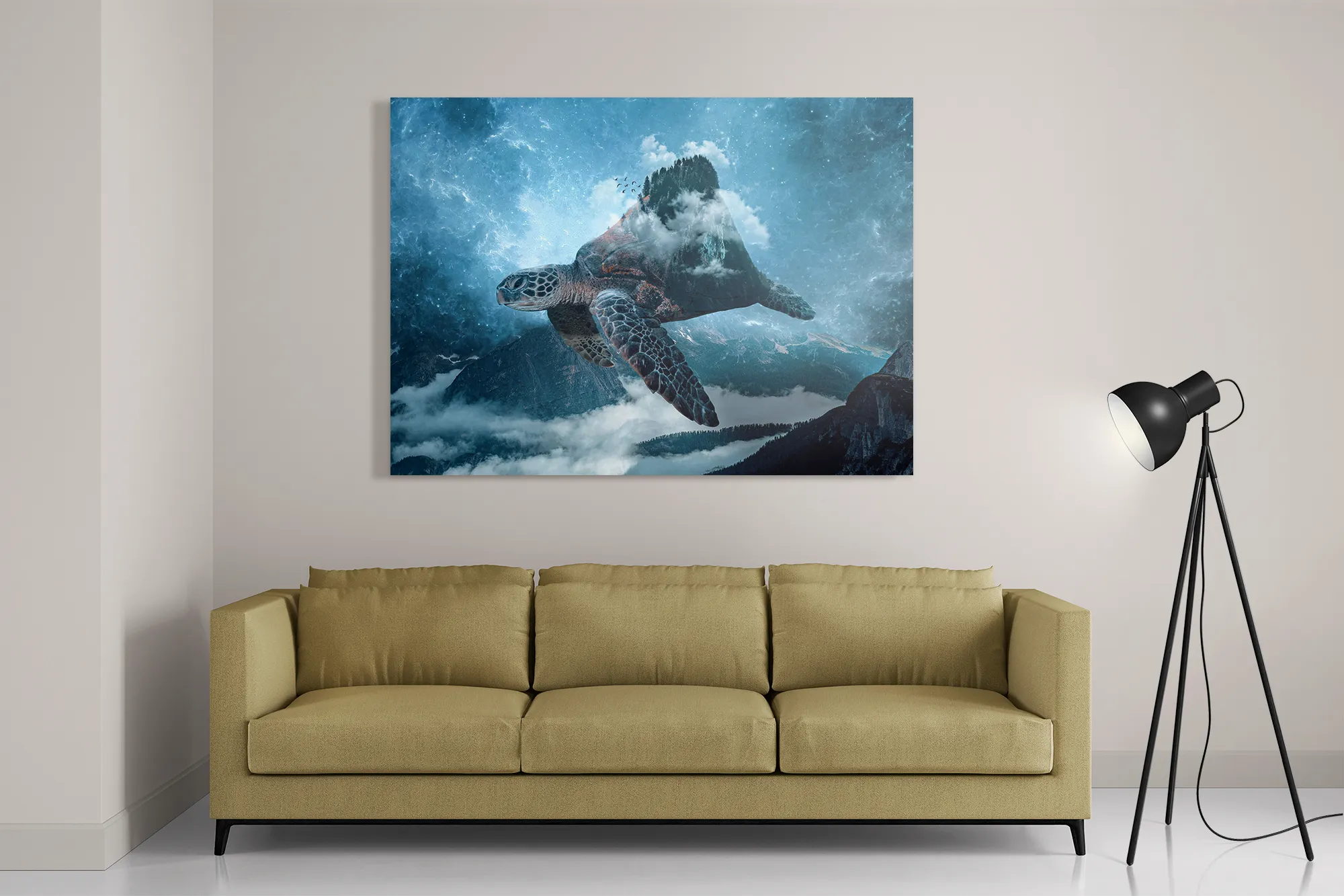 Schilderij De Vliegende Zeeschildpad Rechthoek Horizontaal Template DB 50 70 Horizontaal Dieren 70 2