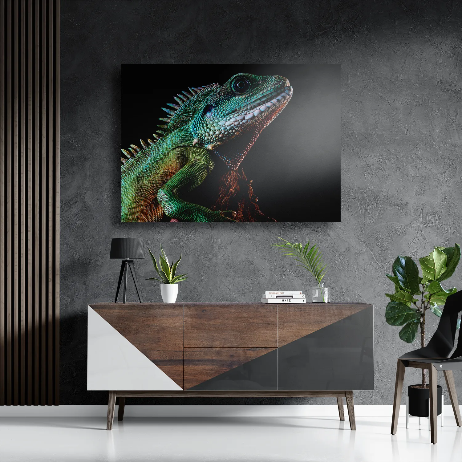 Schilderij De Groene Kameleon Rechthoek Horizontaal Template DB 50 70 Horizontaal Dieren 73 3