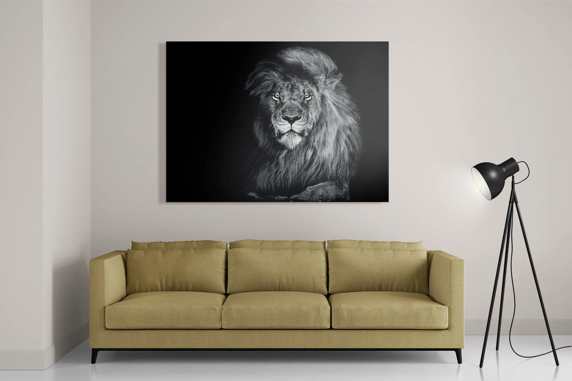 Schilderij De Zwart Witte Leeuw Rechthoek Horizontaal Template DB 50 70 Horizontaal Dieren 75 2