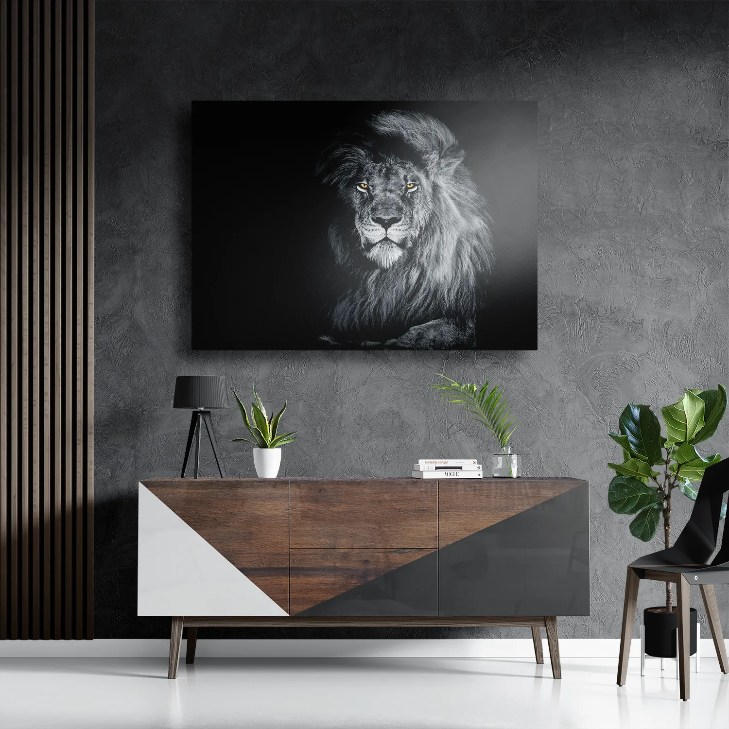 Schilderij De Zwart Witte Leeuw Rechthoek Horizontaal Template DB 50 70 Horizontaal Dieren 75 3