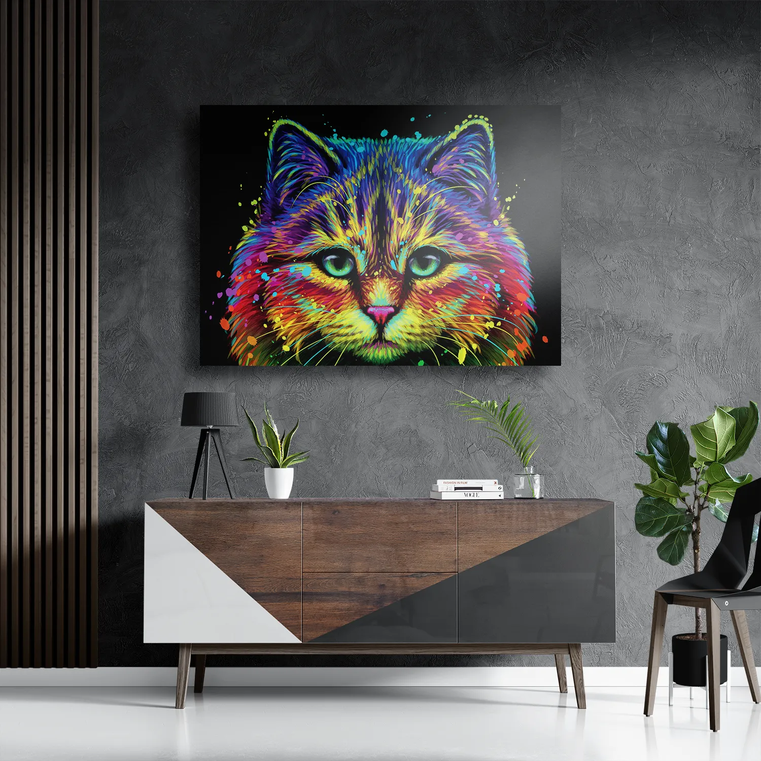 Template_DB_50-70_Horizontaal_Dieren_76-3 Schilderij Colored Cat Rechthoek Horizontaal Template DB 50 70 Horizontaal Dieren 76 3