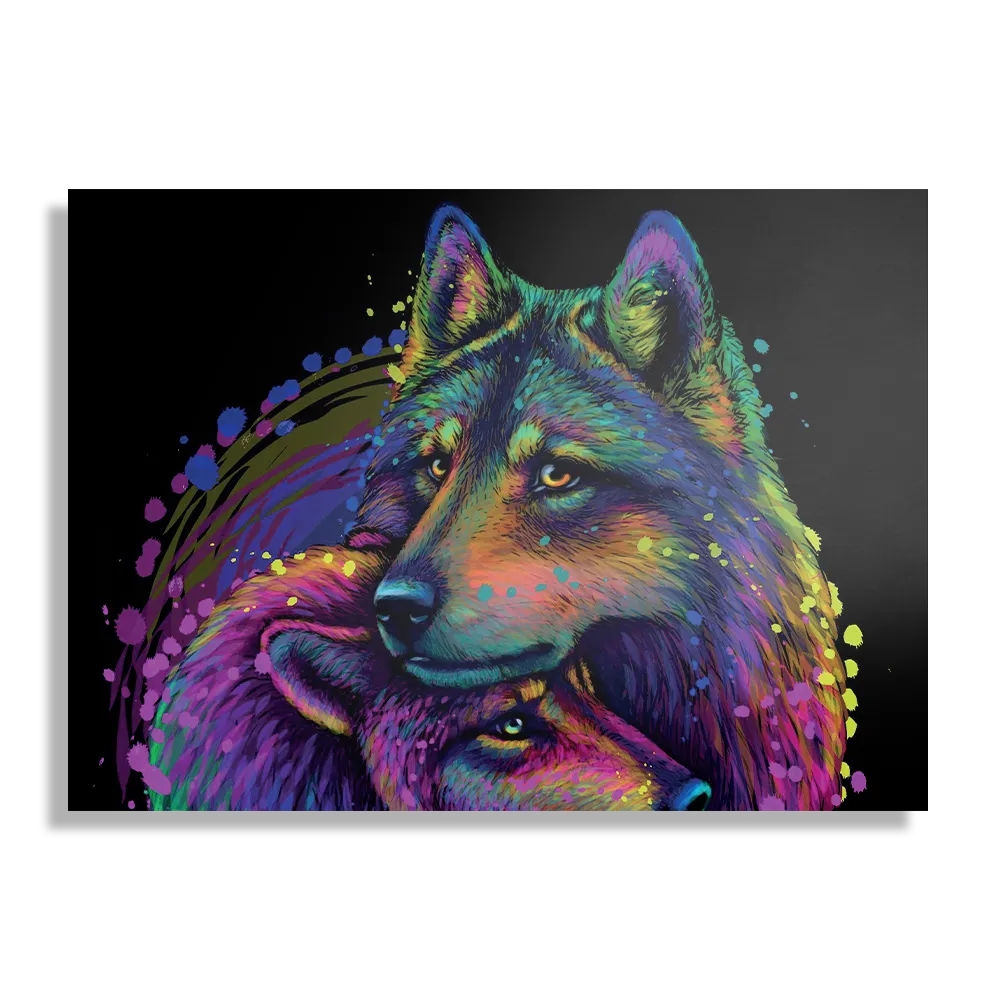 Schilderij Colored Wolves Rechthoek Horizontaal Template DB 50 70 Horizontaal Dieren 80 1