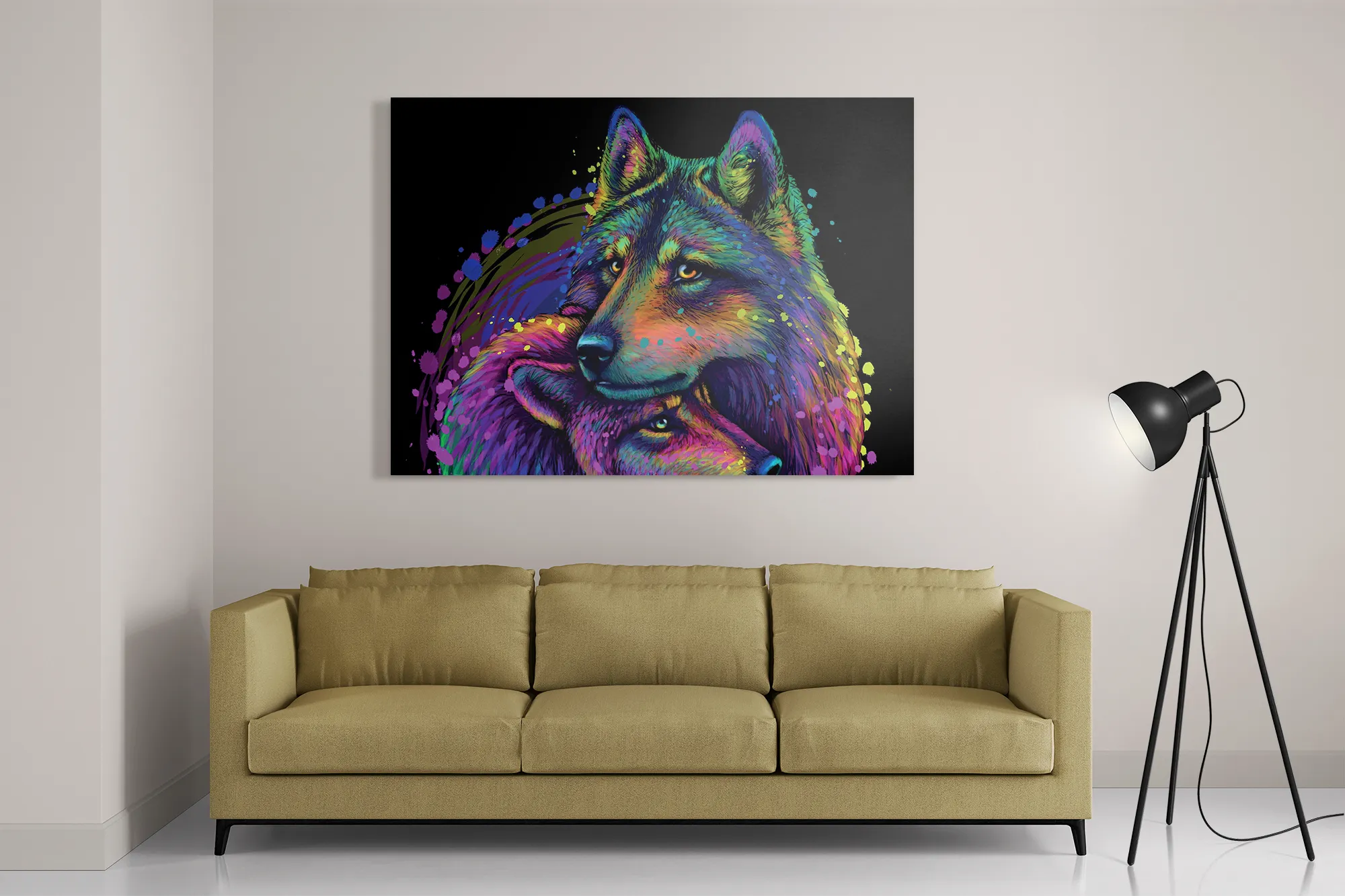 Schilderij Colored Wolves Rechthoek Horizontaal Template DB 50 70 Horizontaal Dieren 80 2