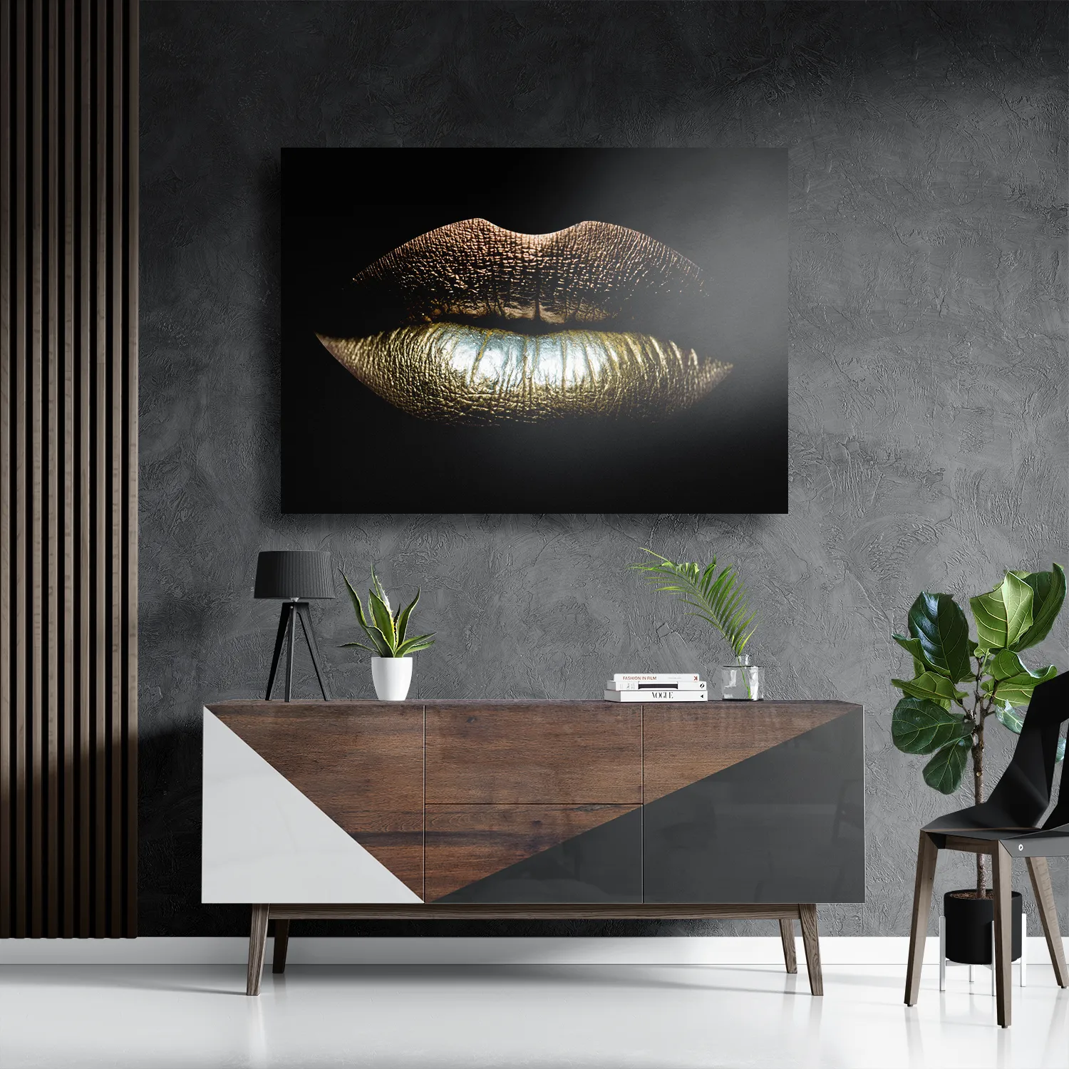 Schilderij Golden Lips Rechthoek Horizontaal Template DB 50 70 Horizontaal Lifestyle 3 3