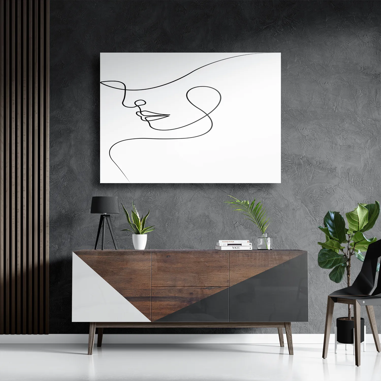 Schilderij De Golvende Dikke Kaaklijn Rechthoek Horizontaal Template DB 50 70 Horizontaal Lifestyle 8 3