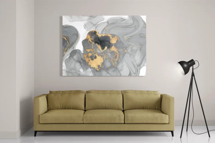 Schilderij Abstract Marmer Look Grijs met Goud 03 Rechthoek Horizontaal Template DB 50 70 Horizontaal Marmer 11 2