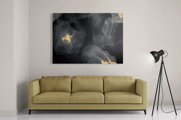 Schilderij Abstract Marmer Look Zwart met Goud 03 Rechthoek Horizontaal Template DB 50 70 Horizontaal Marmer 12 2