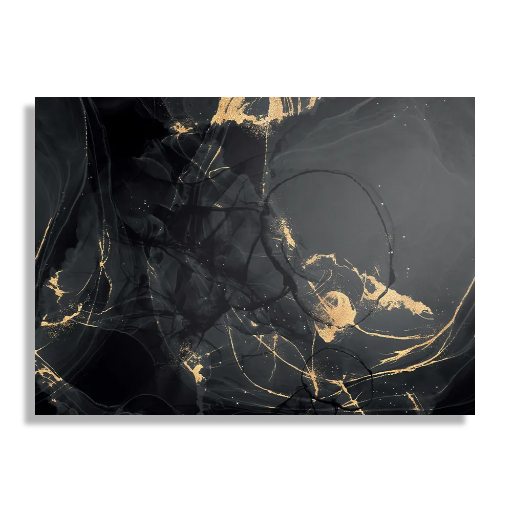 Schilderij Abstract Marmer Look Zwart met Goud 05 Rechthoek Horizontaal Template DB 50 70 Horizontaal Marmer 16 1