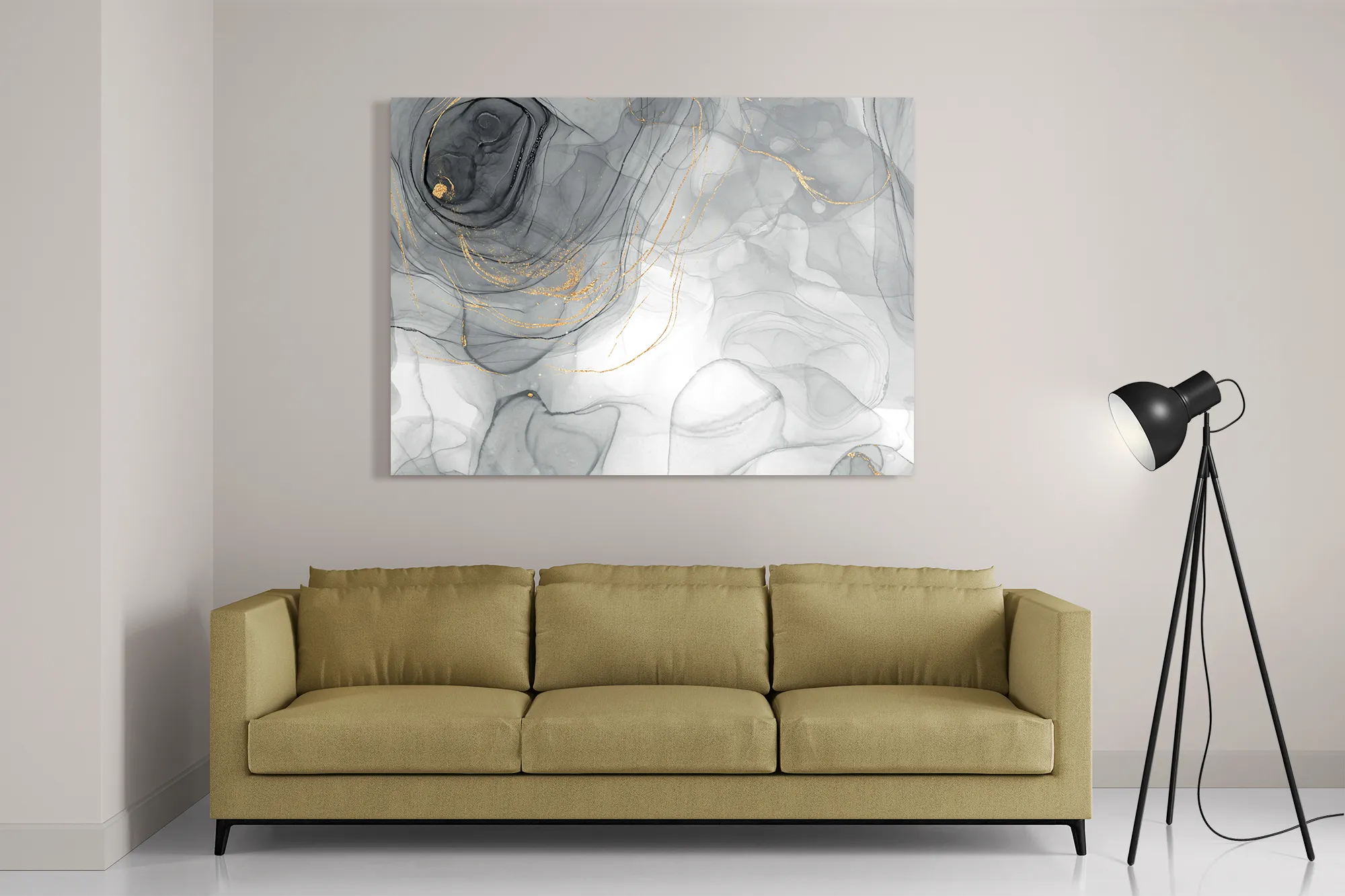 Schilderij Abstract Marmer Look Grijs met Goud 01 Rechthoek Horizontaal Template DB 50 70 Horizontaal Marmer 7 2