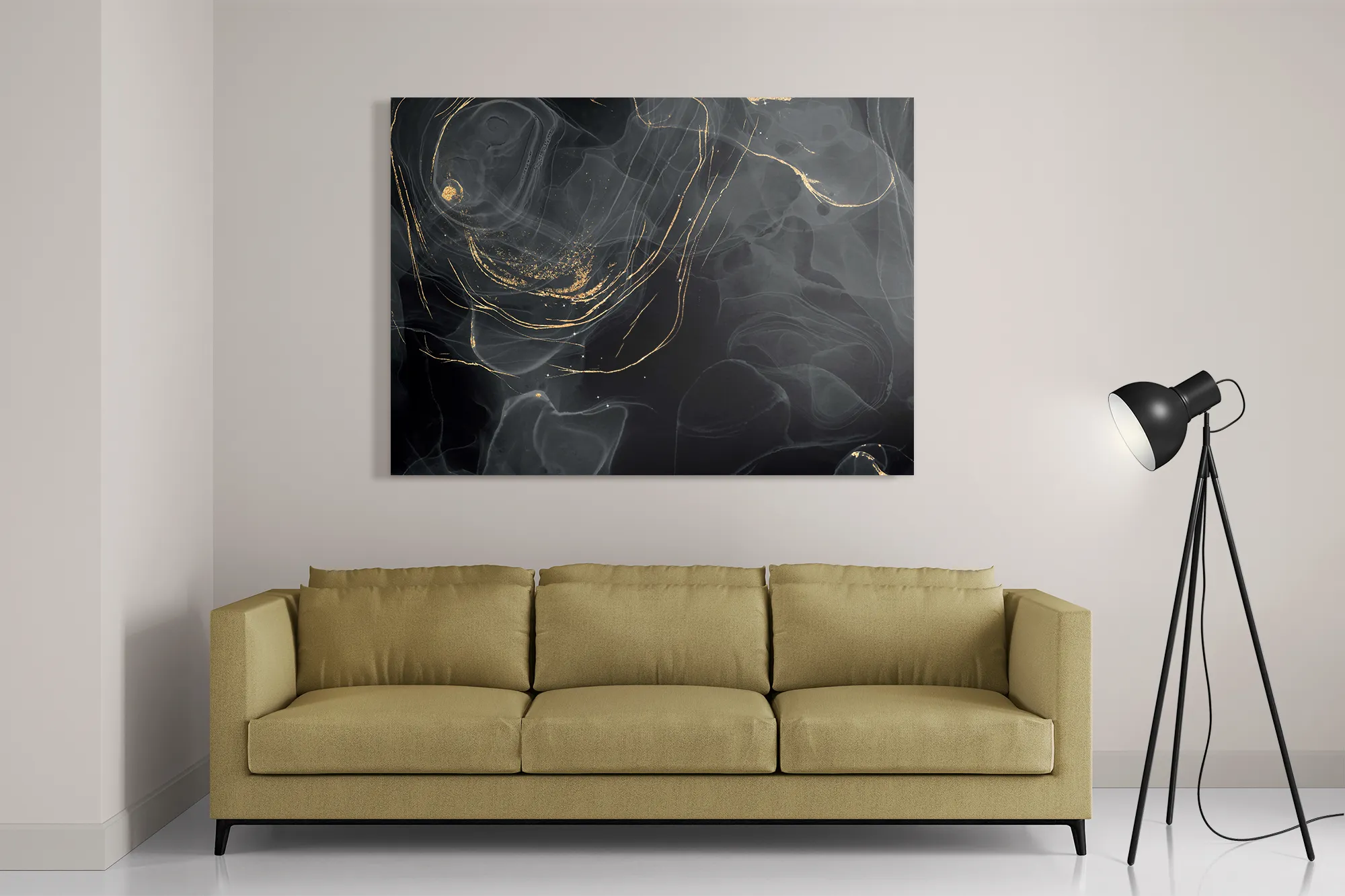 Schilderij Abstract Marmer Look Zwart met Goud 01 Rechthoek Horizontaal Template DB 50 70 Horizontaal Marmer 8 2