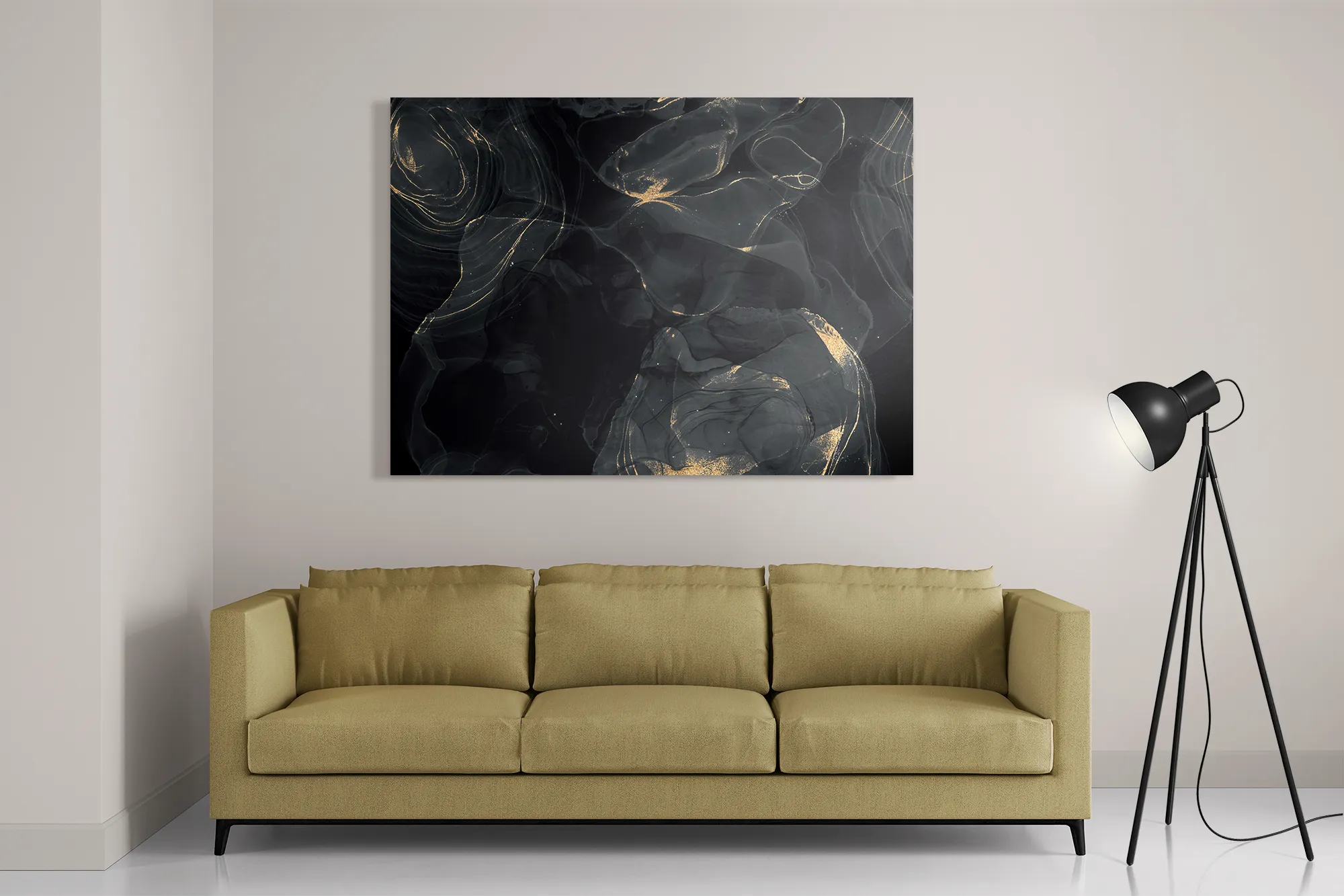 Schilderij Abstract Marmer Look Zwart met Goud 02 Rechthoek Horizontaal Template DB 50 70 Horizontaal Marmer 9 2