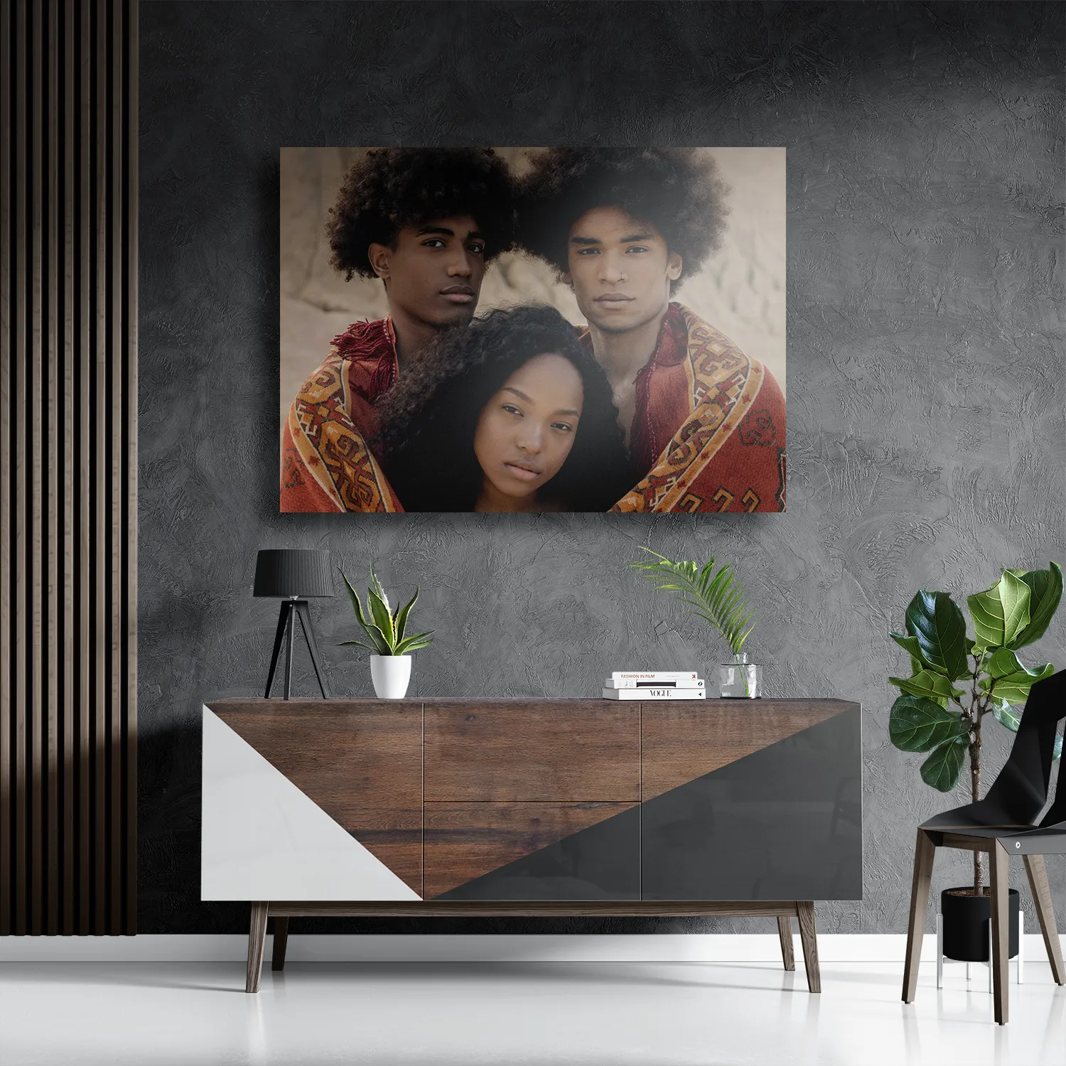Template_DB_50-70_Horizontaal_Mensen_10-3 Schilderij Afro's in de Woestijn met Persisch tapijt Rechthoek Horizontaal Template DB 50 70 Horizontaal Mensen 10 3