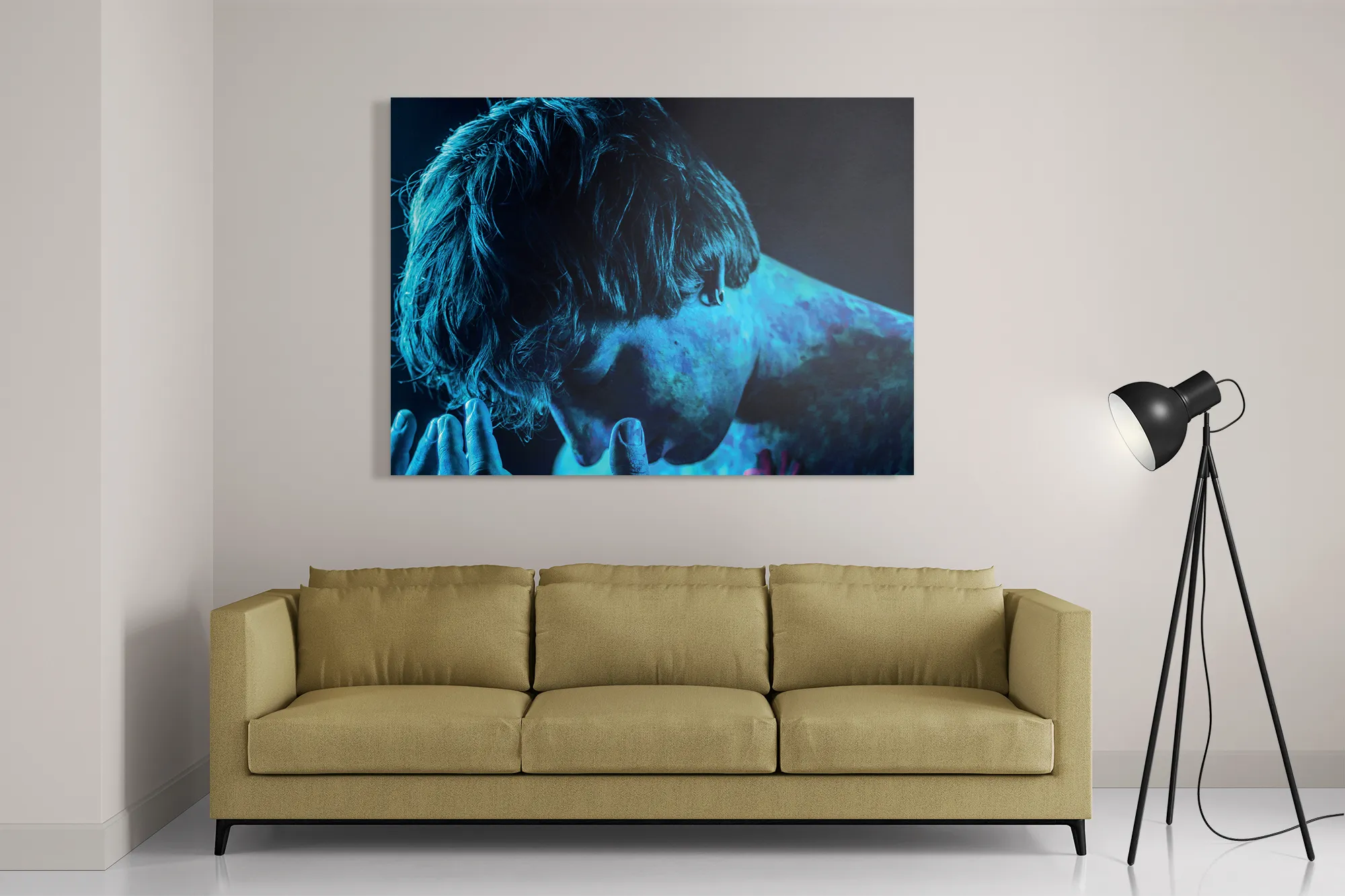 Schilderij Mystrieuze Man Blauw Rechthoek Horizontaal Template DB 50 70 Horizontaal Mensen 14 2