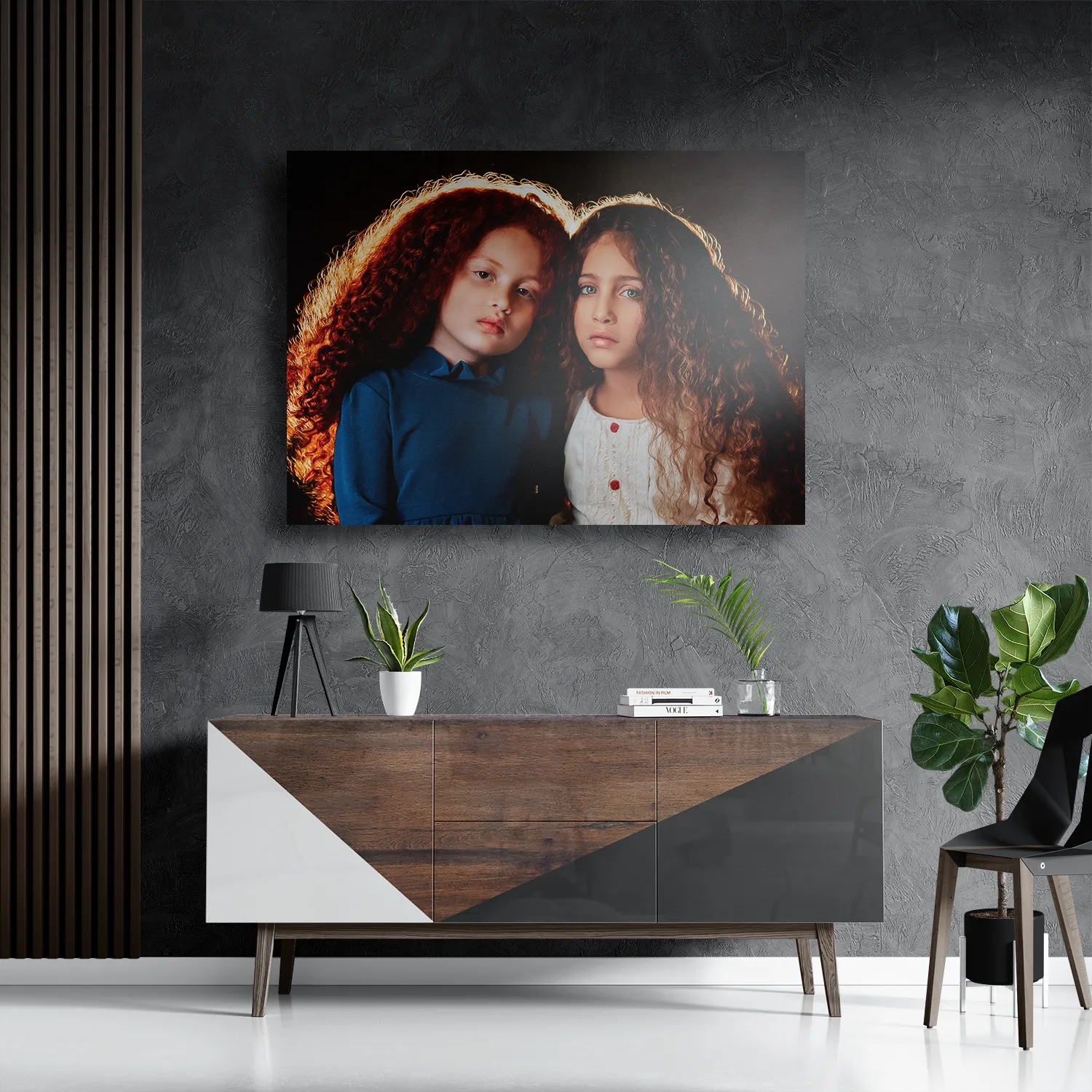 Schilderij Twee Jonge Meiden Met Krullend Haar Rechthoek Horizontaal Template DB 50 70 Horizontaal Mensen 23 3